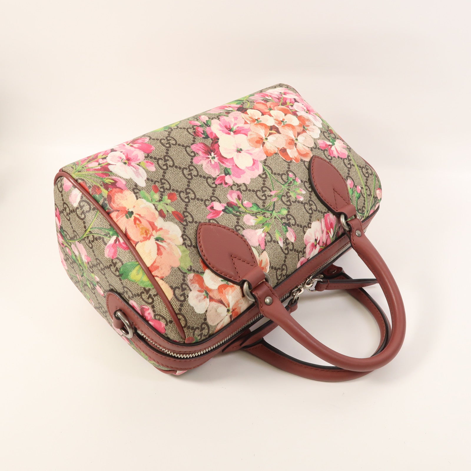 GUCCI 塗層帆布Boston Bag銀扣波士頓包