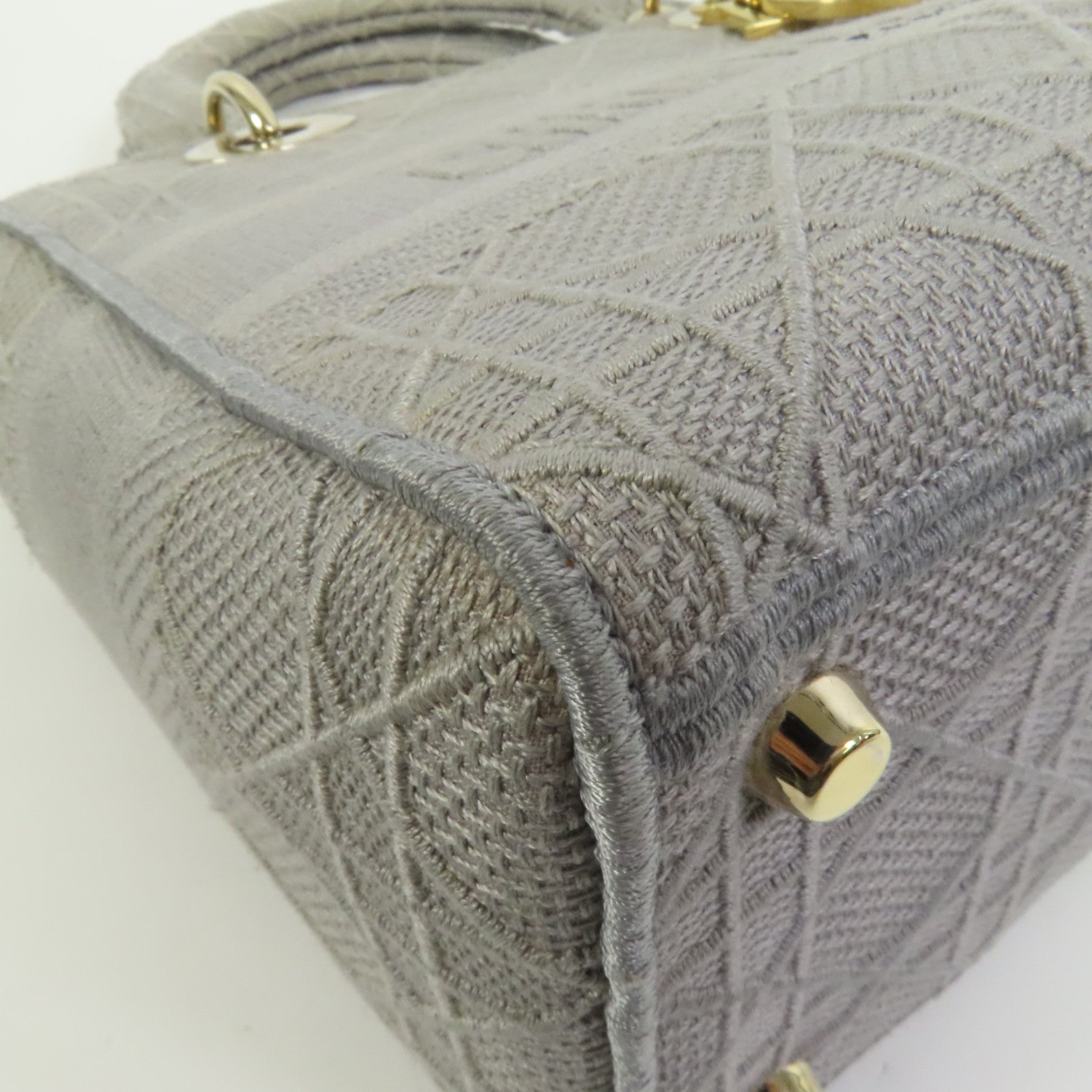 Dior 帆布Lady Dior D-Lite金扣手挽肩背兩用袋
