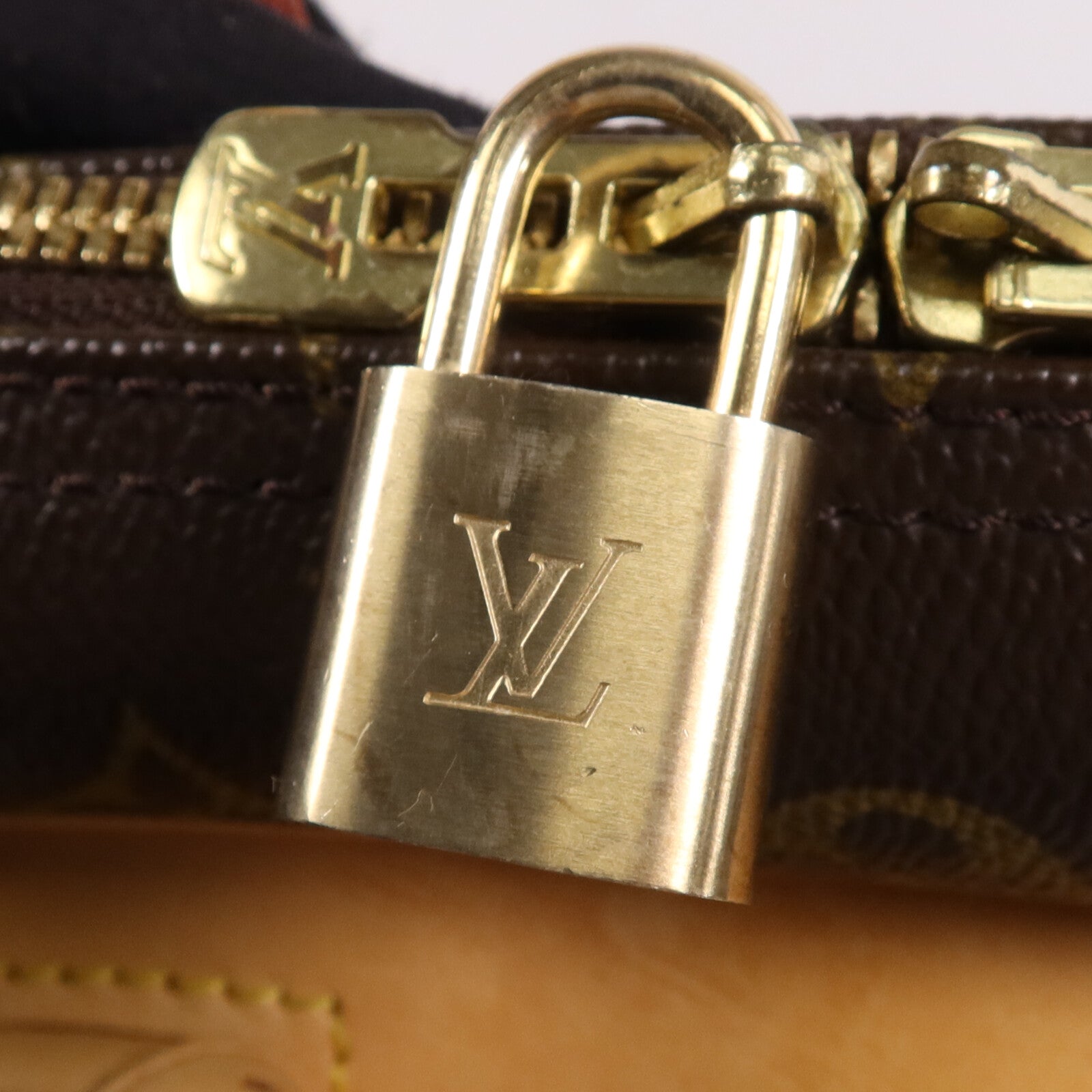 LOUIS VUITTON Monogram Deauville金扣手挽袋棕色