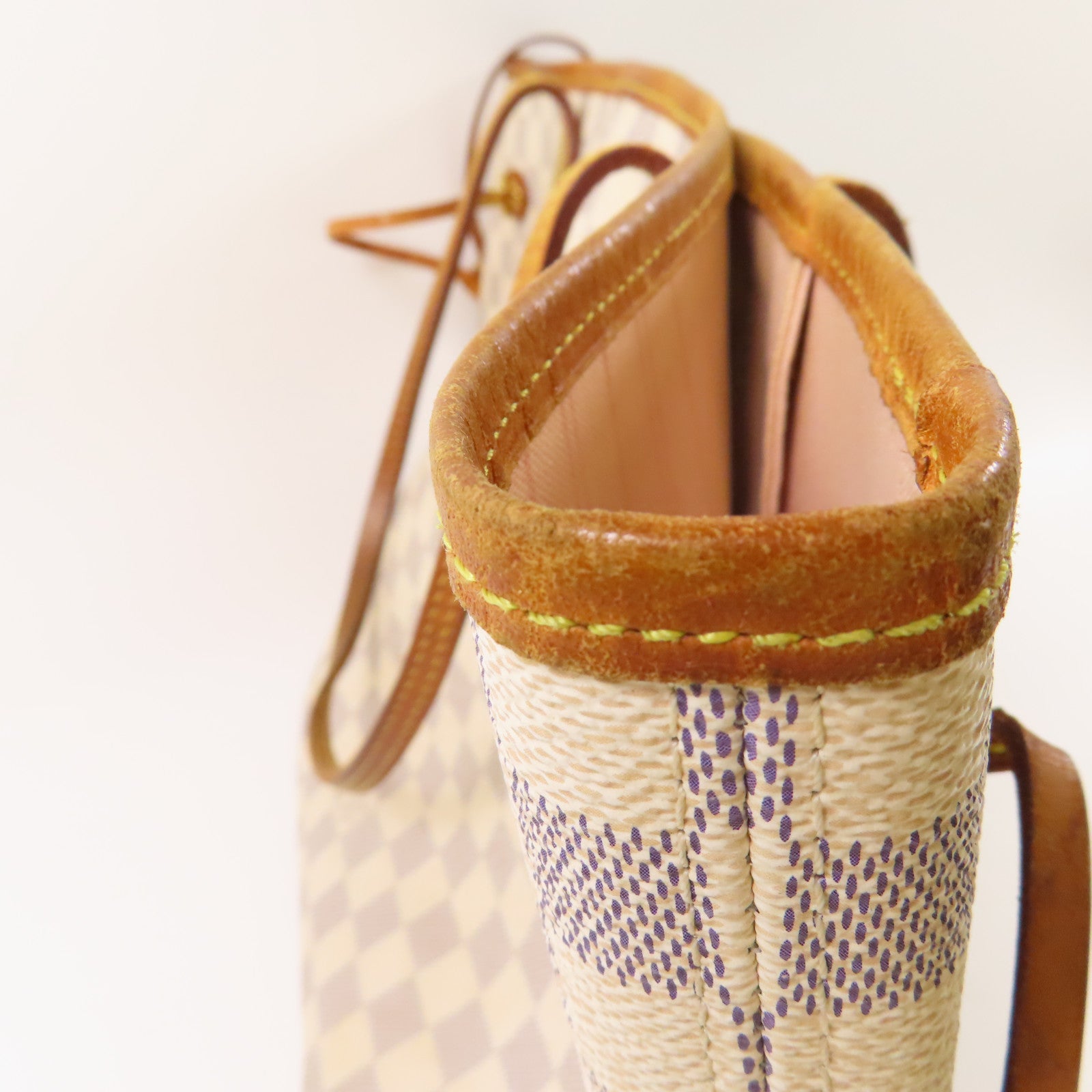 LOUIS VUITTON Damier Azur Neverfull MM金扣手挽袋