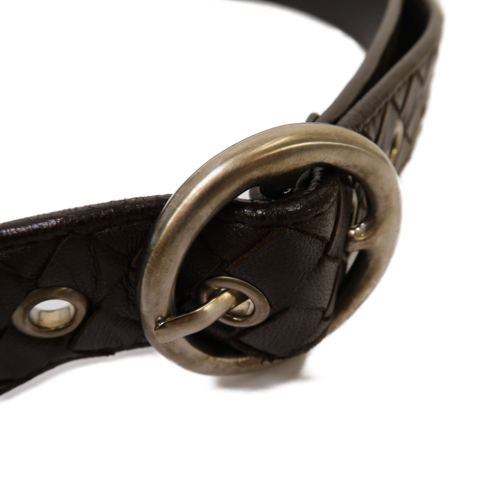 BOTTEGA VENETA 【激減優惠】羊皮皮革Belt銀扣皮帶啡色