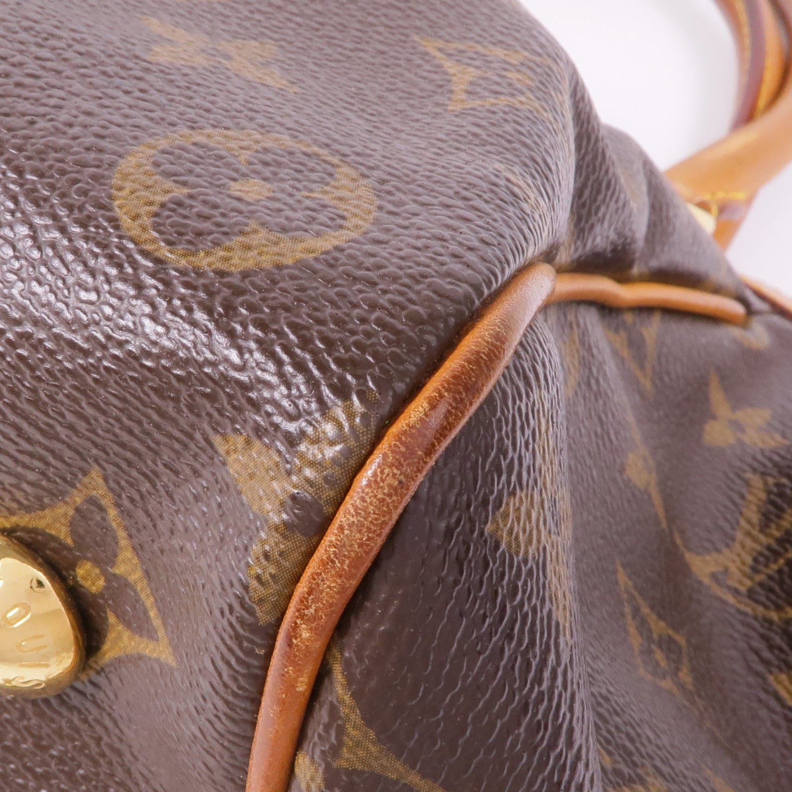 LOUIS VUITTON Monogram Tivoli PM金扣手挽袋棕色