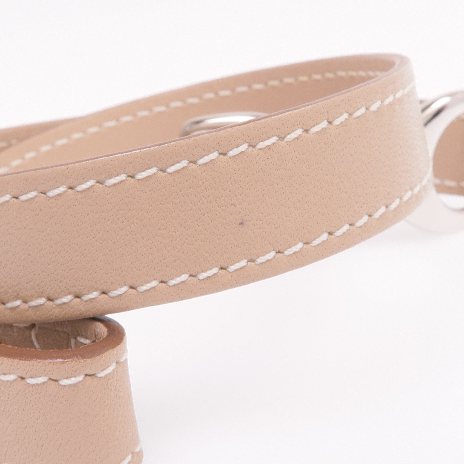 HERMES Swift皮革Baby Pavane Double Tour Bracelet銀扣手帶Etoupe