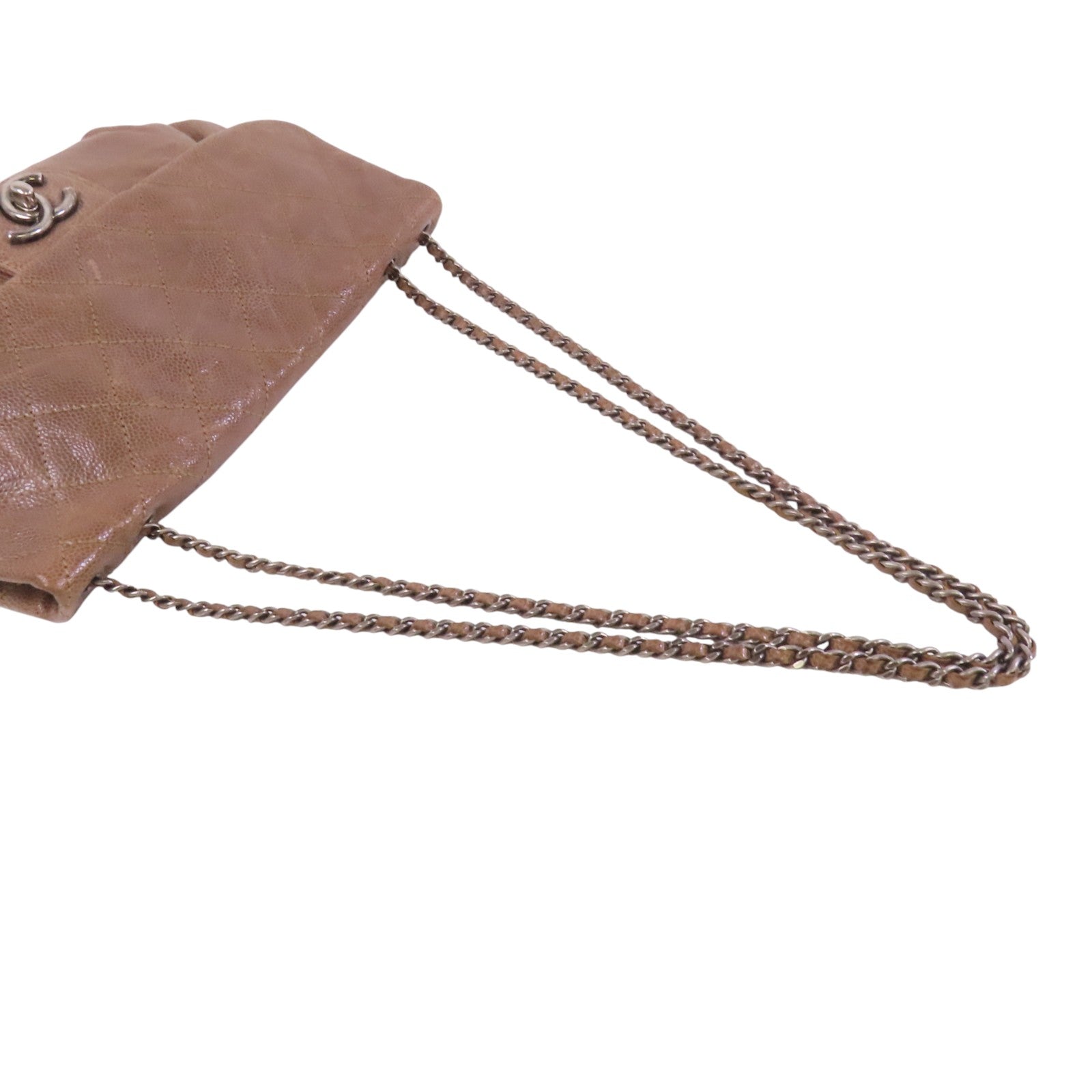 CHANEL 牛皮皮革Chain Shoulder Bag銀扣鏈帶肩背袋