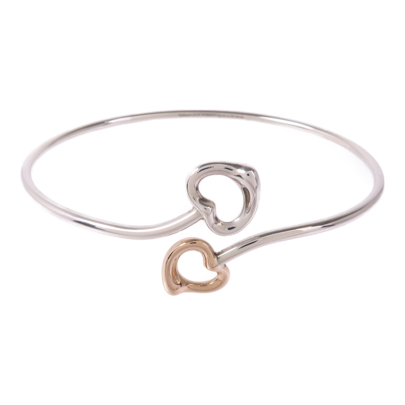 TIFFANY＆CO 925純銀/18K玫瑰金Double Open Heart Bracelet手鐲