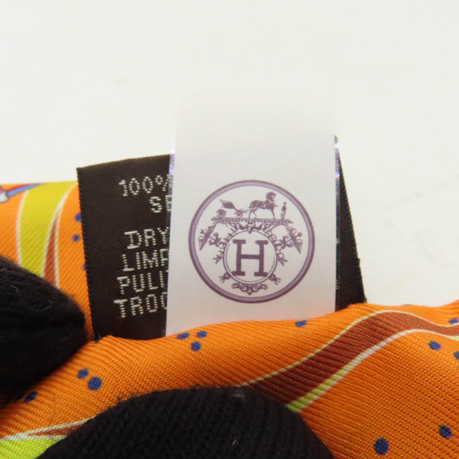 HERMES 【激減優惠】絲質Twilly絲巾橙色/藍色