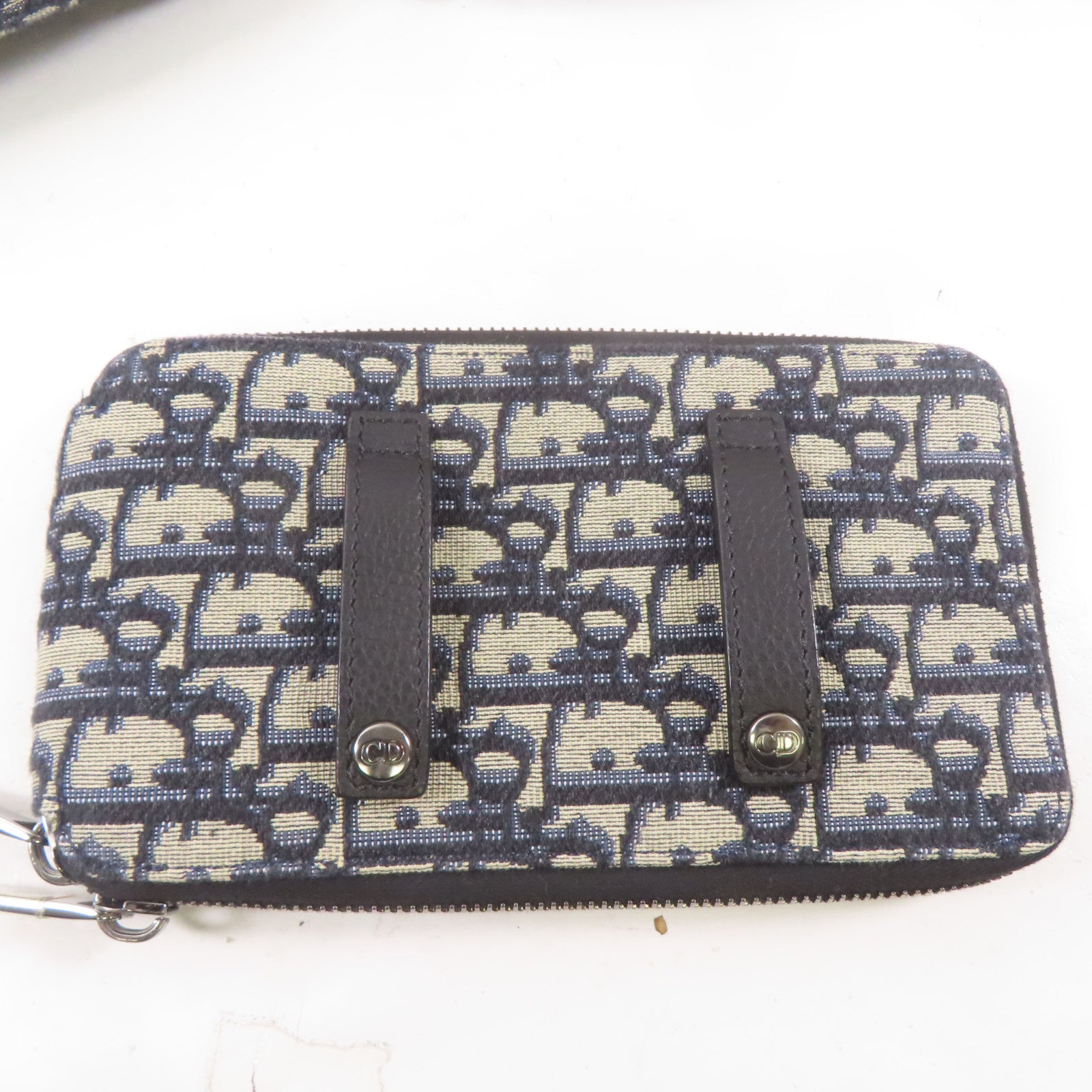 Dior 帆布Maxi Saddle Bag肩背袋黑色/米色/藍色