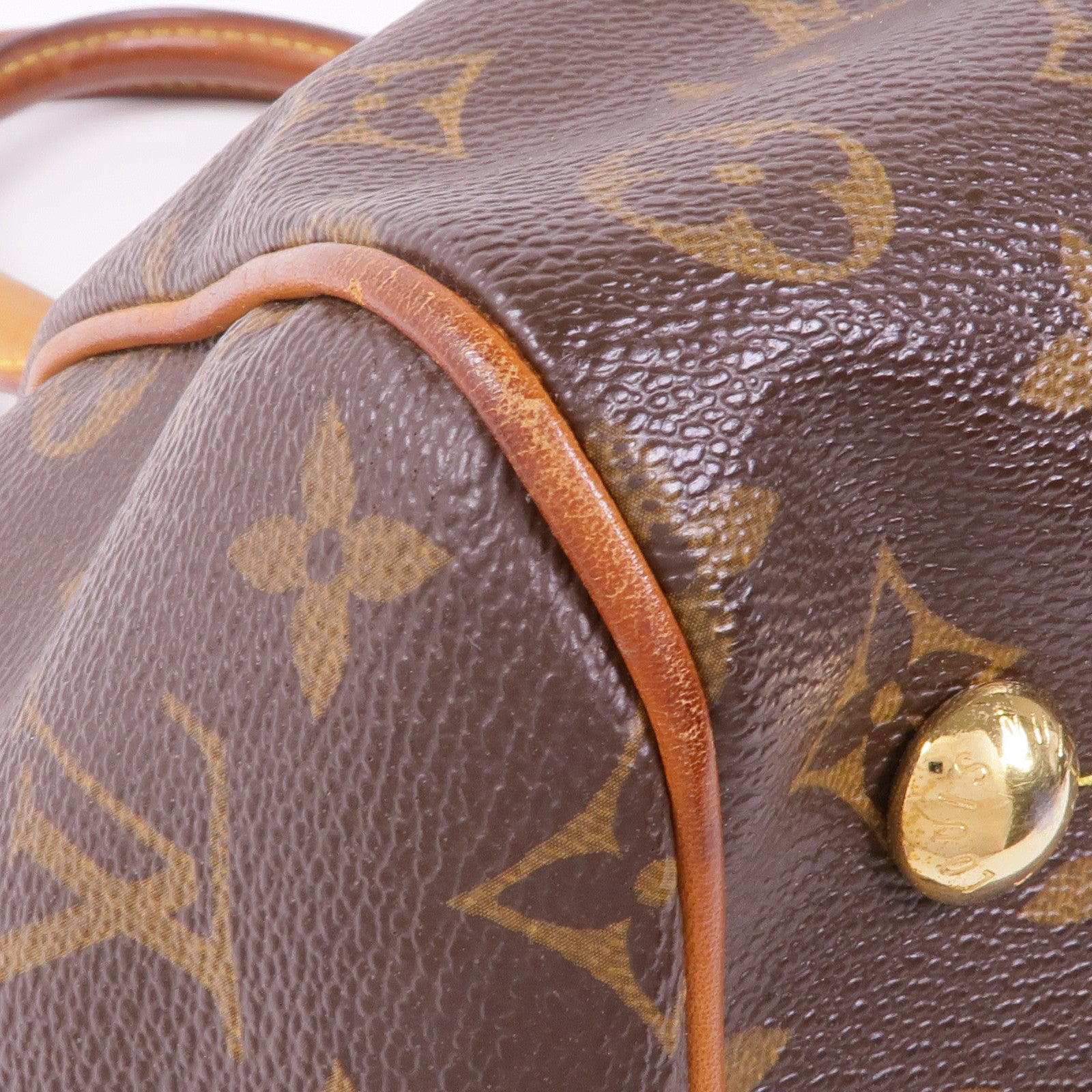 LOUIS VUITTON Monogram Tivoli PM金扣手挽袋棕色