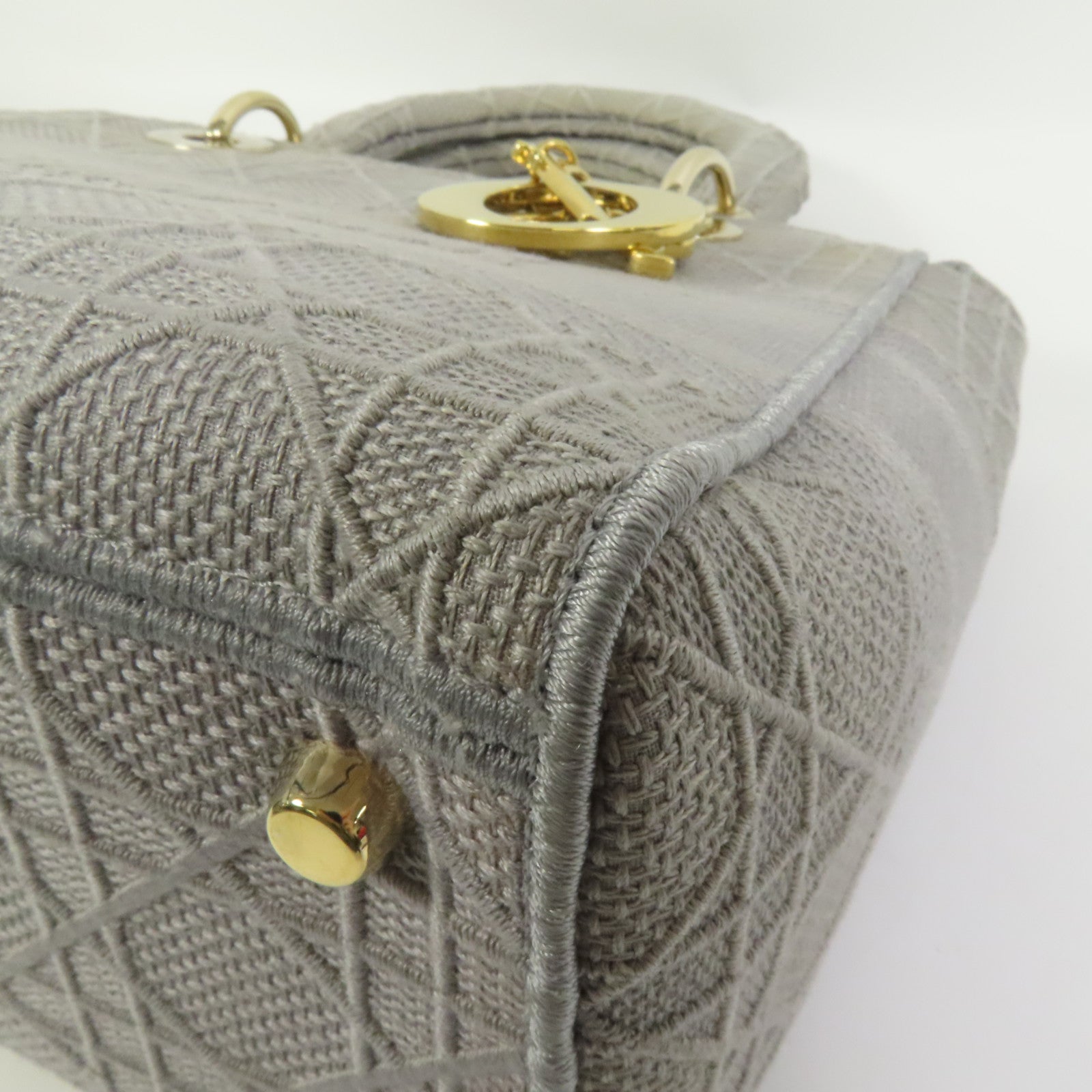 Dior 帆布Lady Dior D-Lite金扣手挽肩背兩用袋