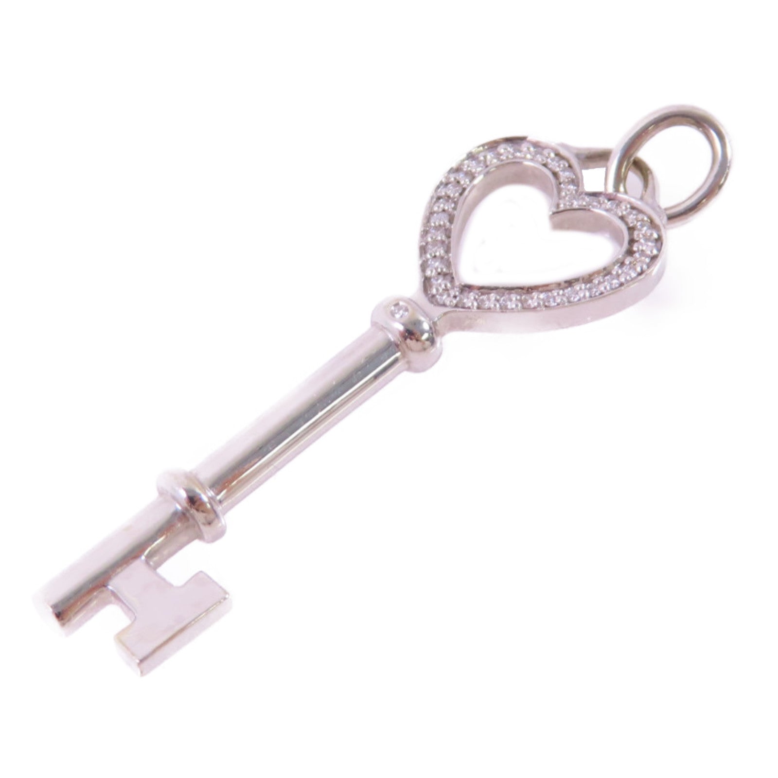TIFFANY＆CO 18K白金/鑽石Tiffany Key Diamond Pendant Top吊墜頭扣銀色