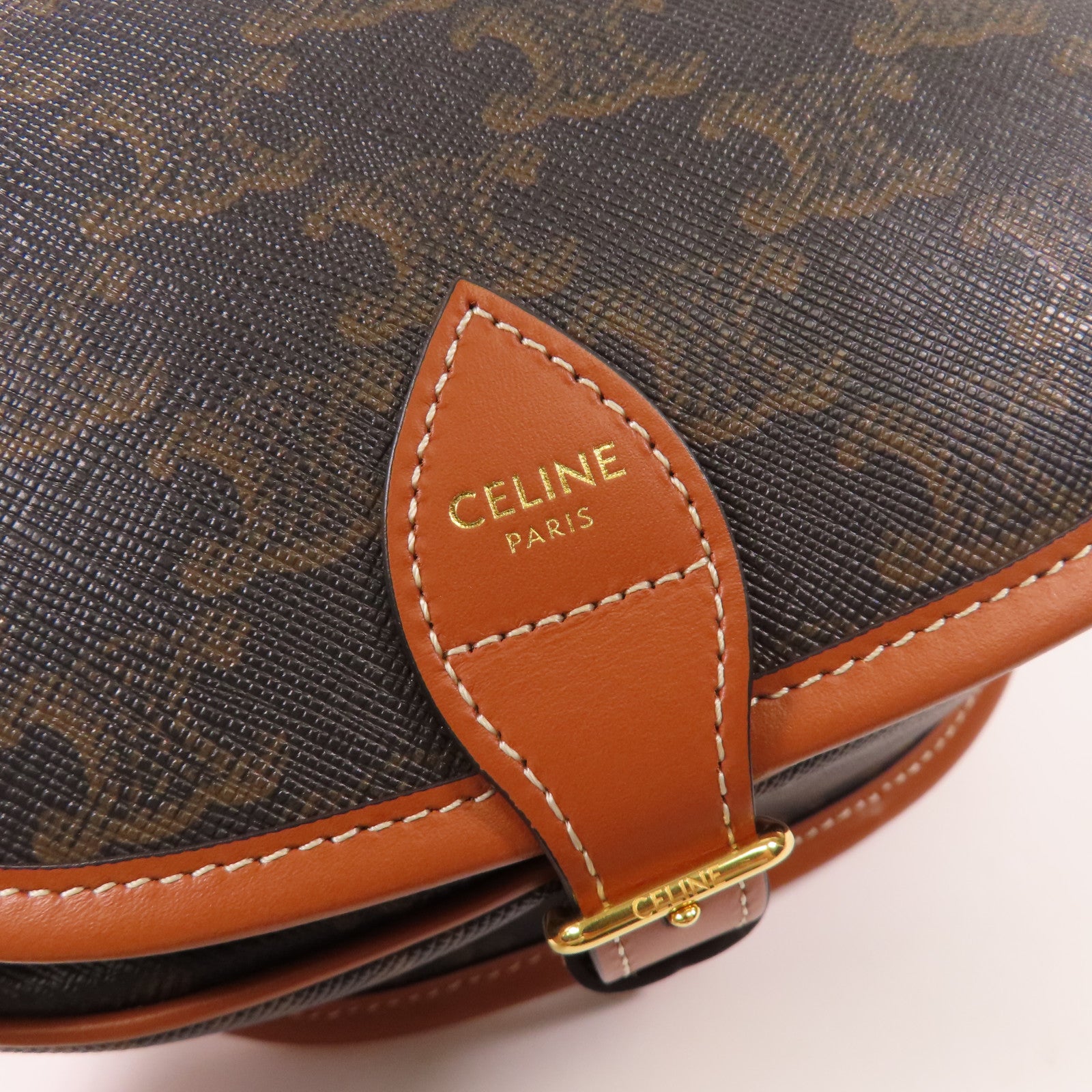 CELINE 塗層帆布Medium Folco金扣肩背袋