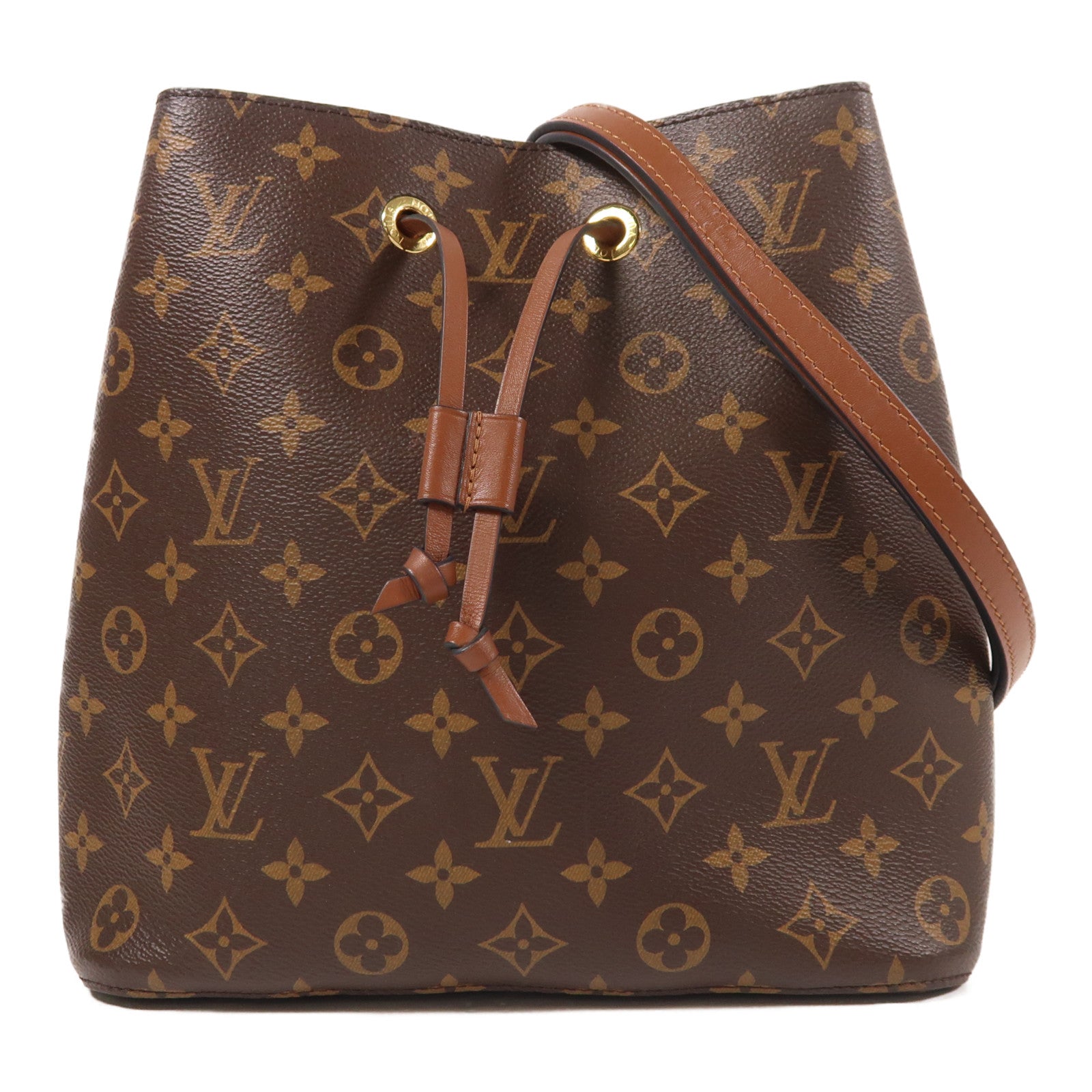 LOUIS VUITTON Monogram NeoNoe MM金扣肩背袋棕色
