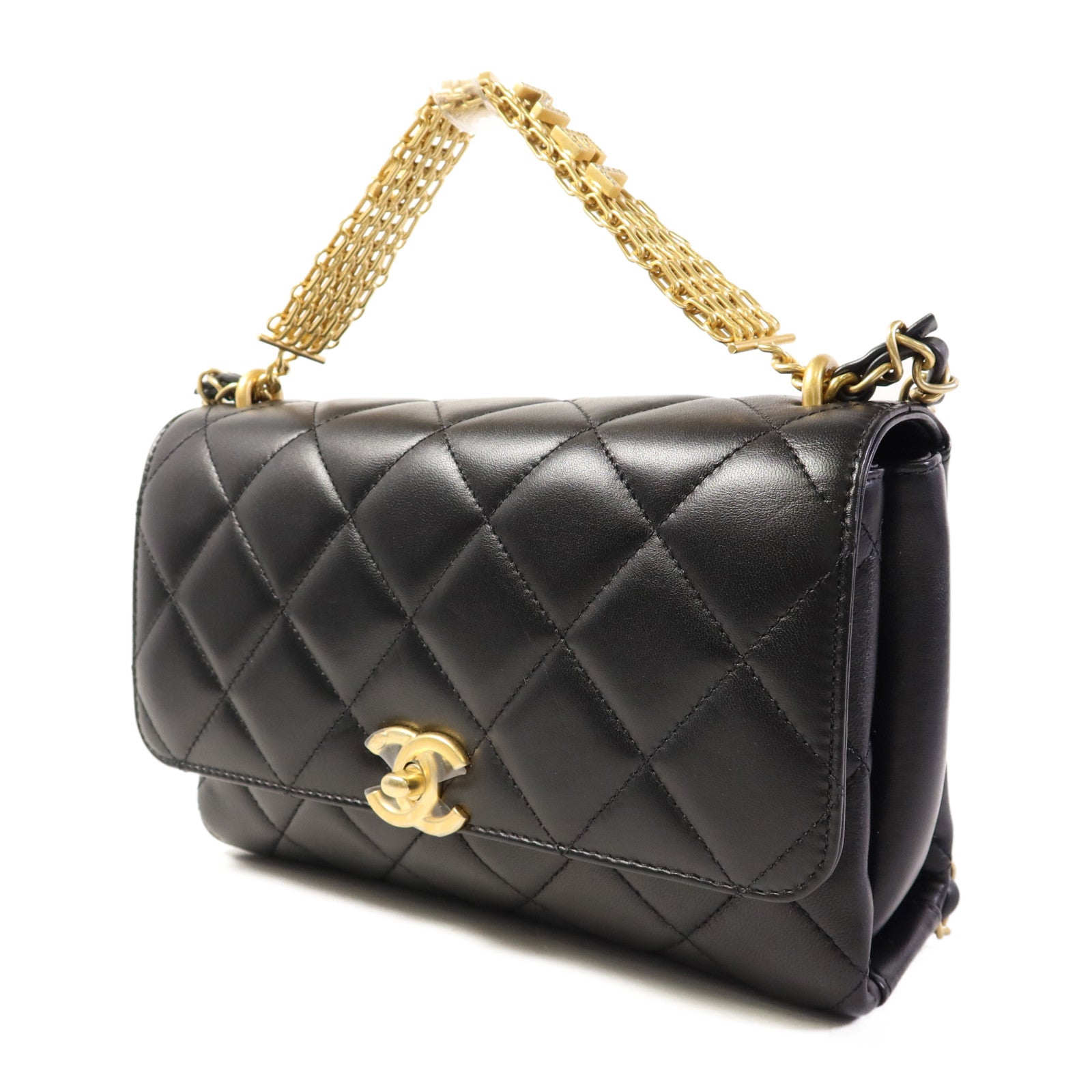 CHANEL 羊皮皮革2 Way Shoulder Bag金扣手挽肩背兩用袋
