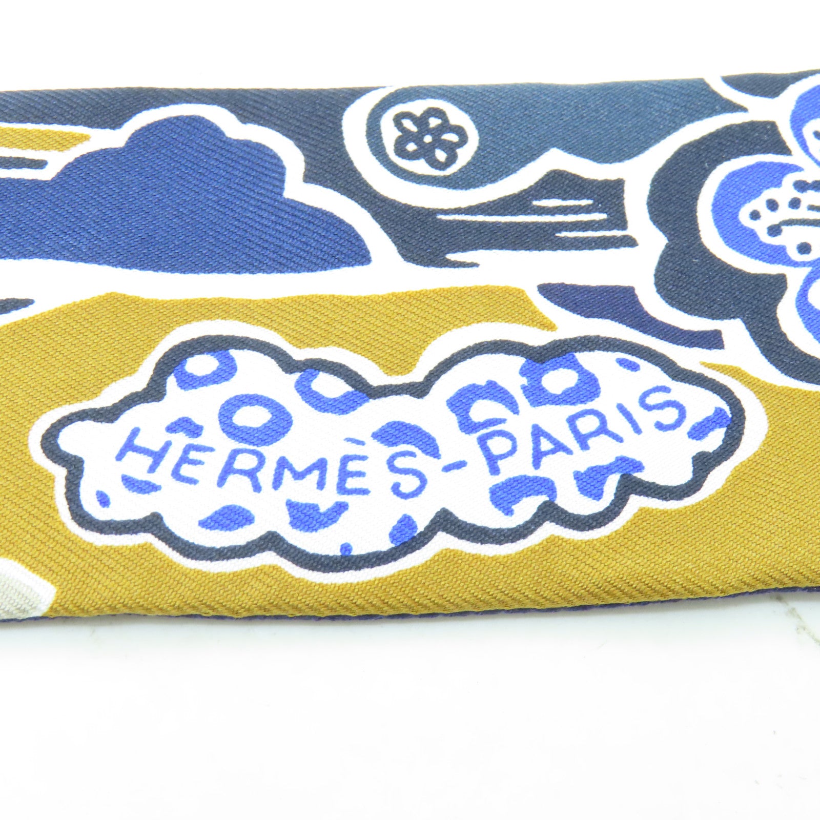 HERMES 【激減優惠】絲質Twilly絲巾藍色/灰色