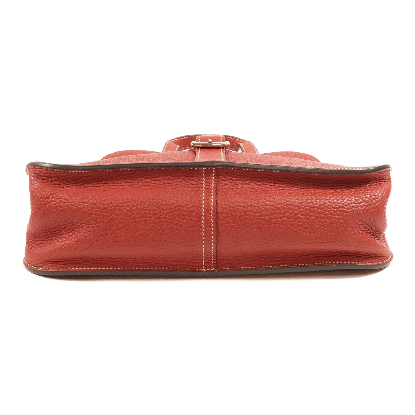 HERMES Clemence皮革Halzan 31手挽肩背兩用袋Rouge Grenat