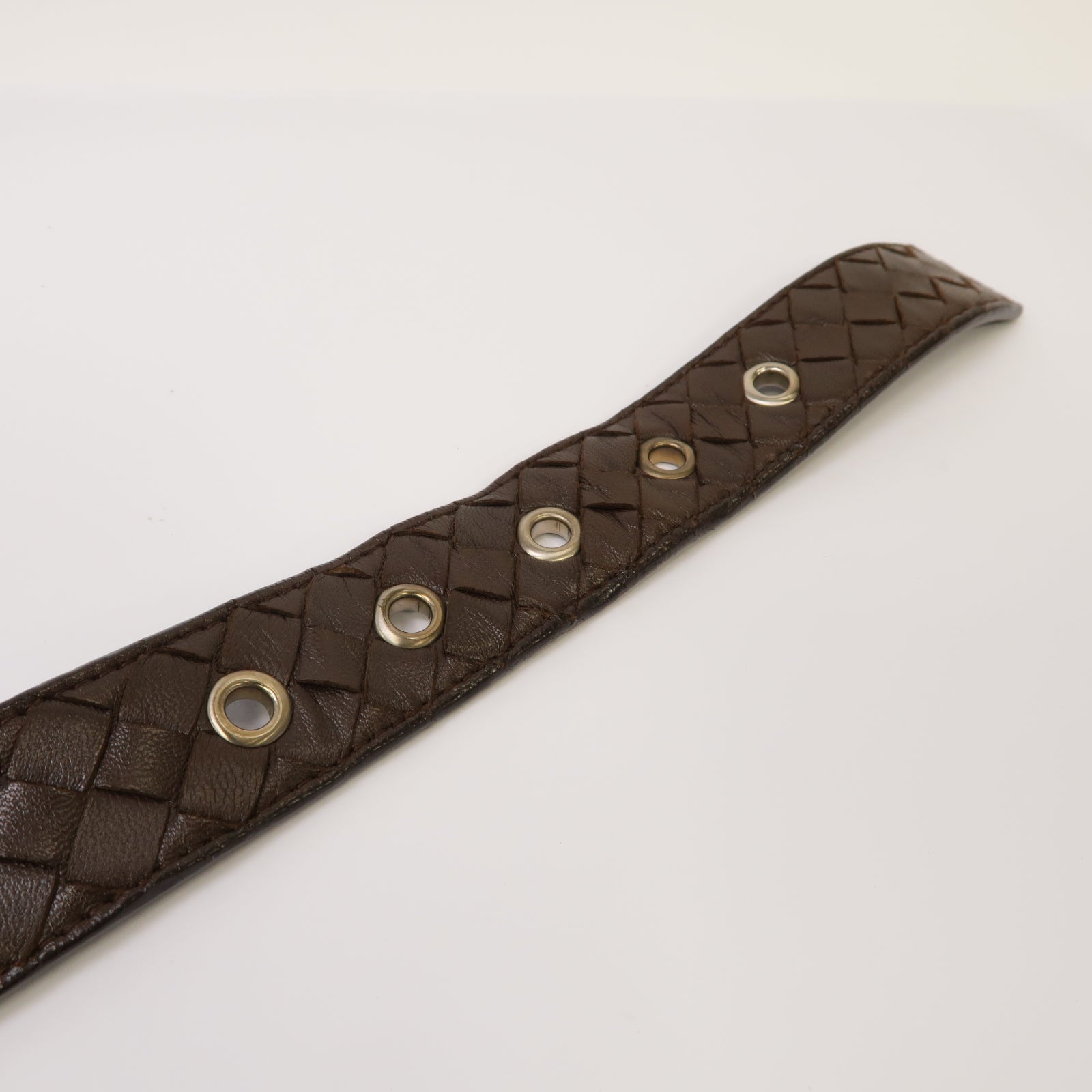 BOTTEGA VENETA 【激減優惠】羊皮皮革Belt銀扣皮帶啡色