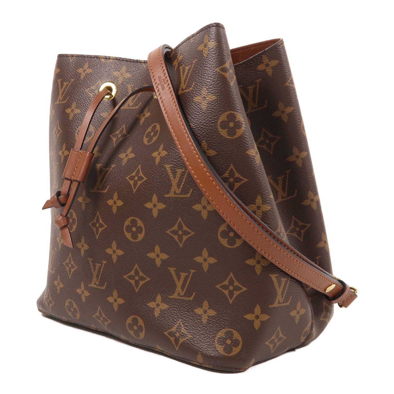 LOUIS VUITTON Monogram NeoNoe MM金扣肩背袋棕色