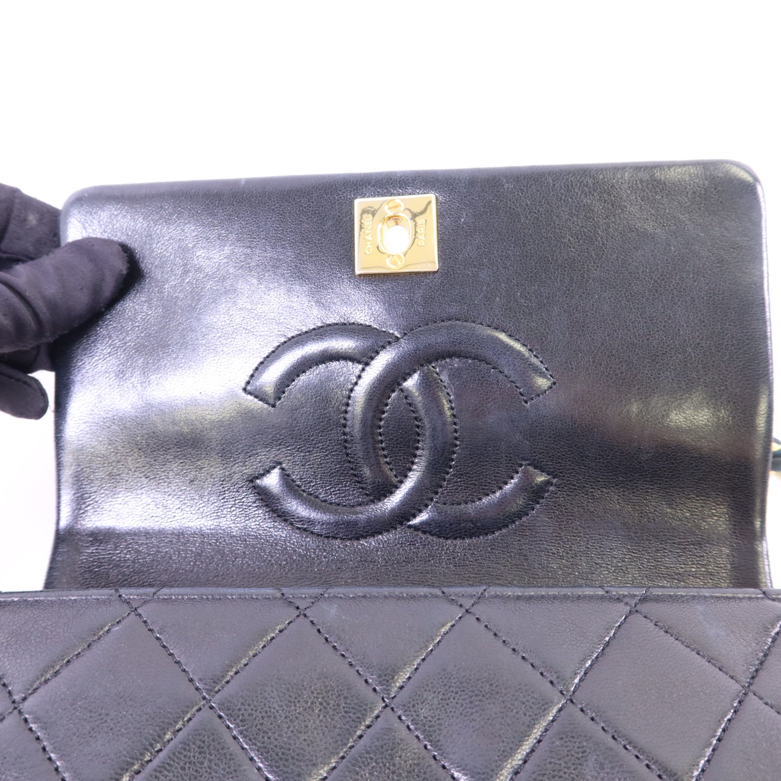 CHANEL 牛皮皮革Chain Shoulder Bag金扣鏈帶肩背袋