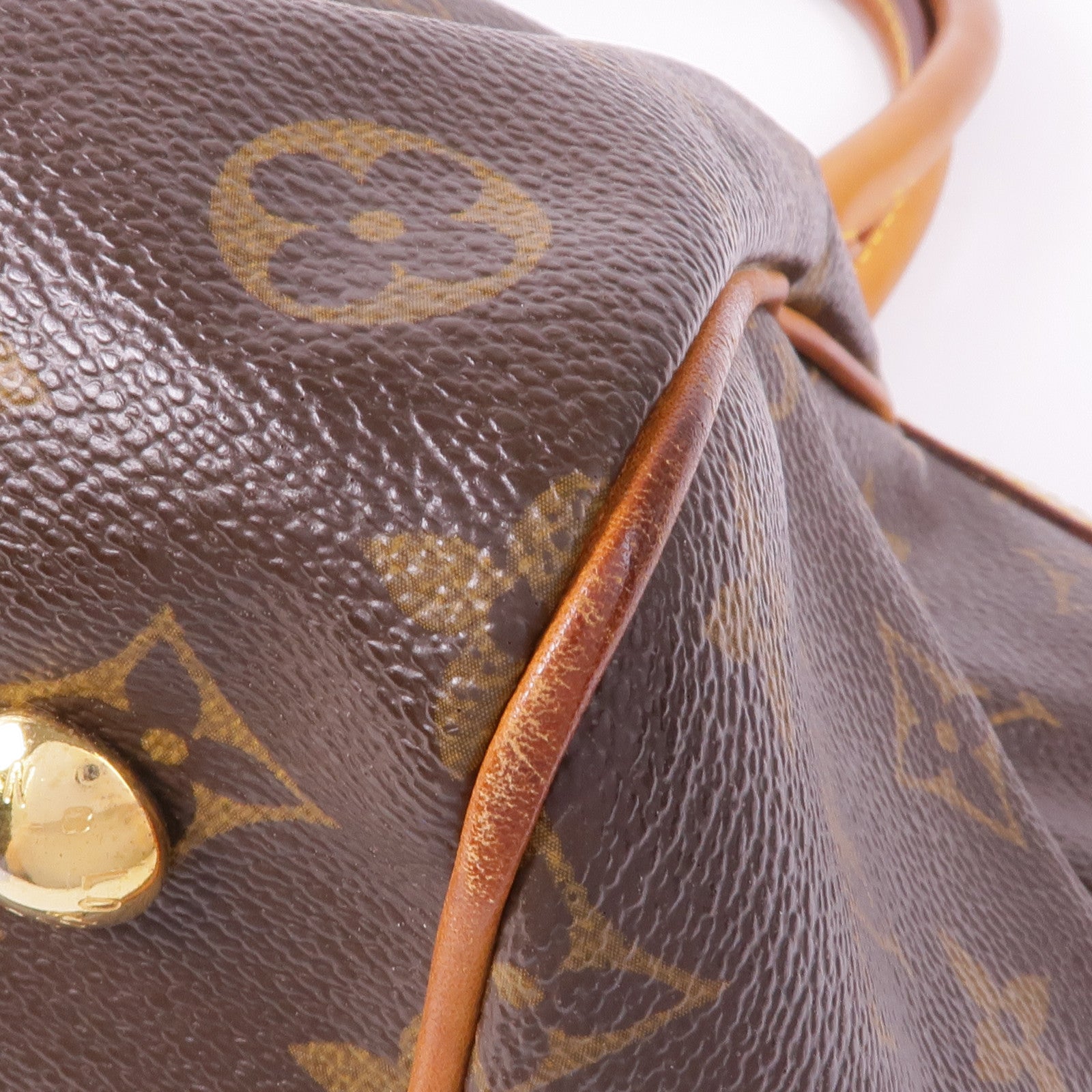 LOUIS VUITTON Monogram Tivoli PM金扣手挽袋棕色