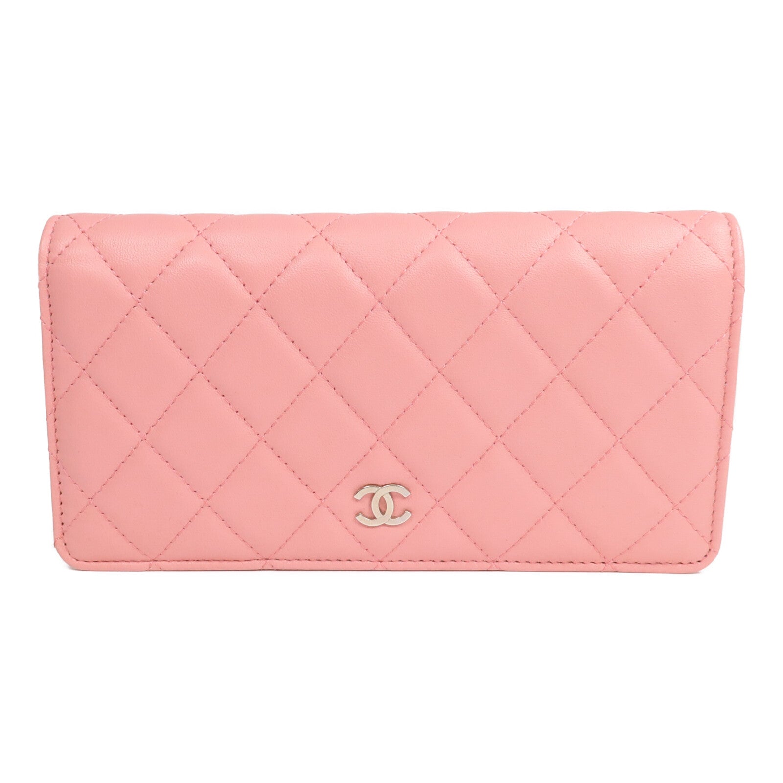 CHANEL 羊皮皮革Long Wallet銀扣長錢包