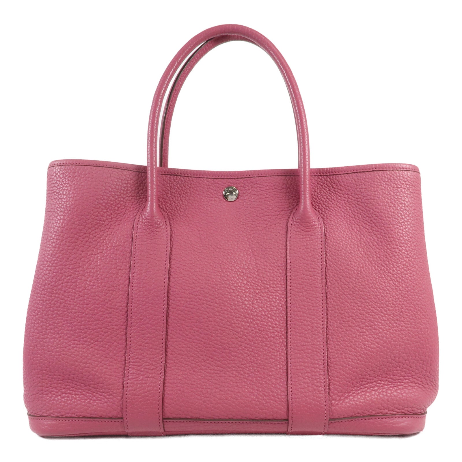HERMES Clemence皮革Garden Party PM銀扣手挽袋Tosca