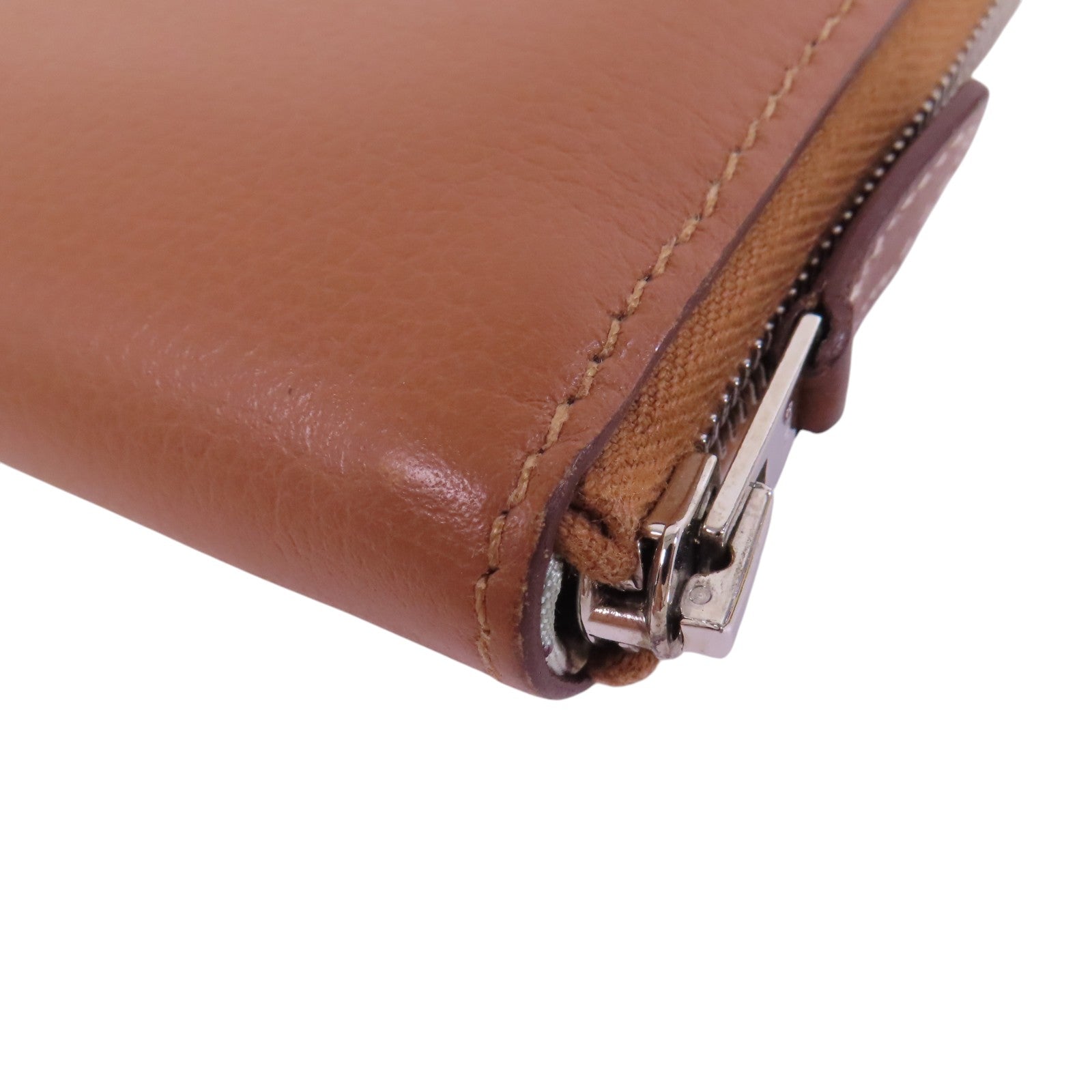 HERMES Evercolor皮革Silk In Compact Wallet銀扣拉鏈短錢包