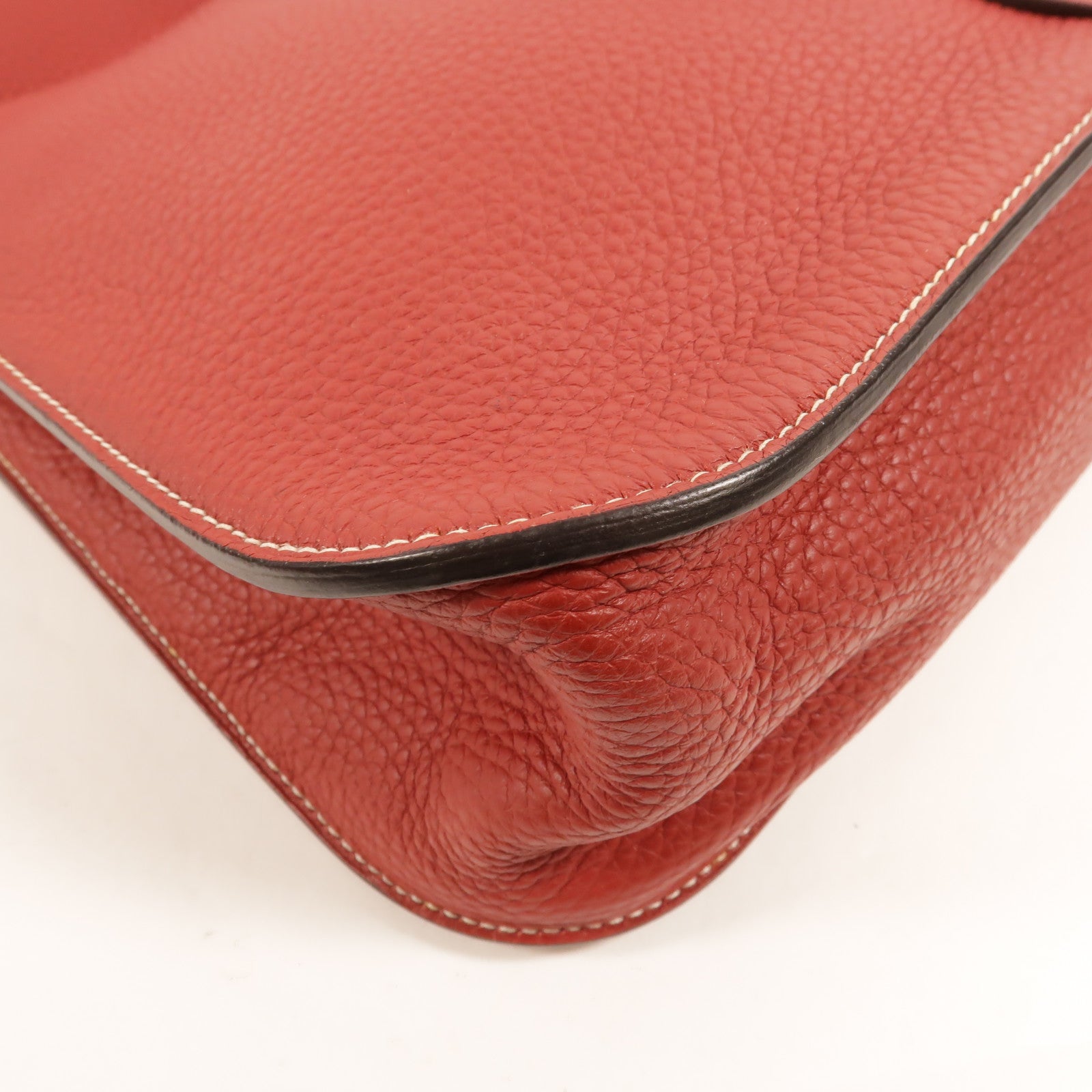 HERMES Clemence皮革Halzan 31手挽肩背兩用袋Rouge Grenat