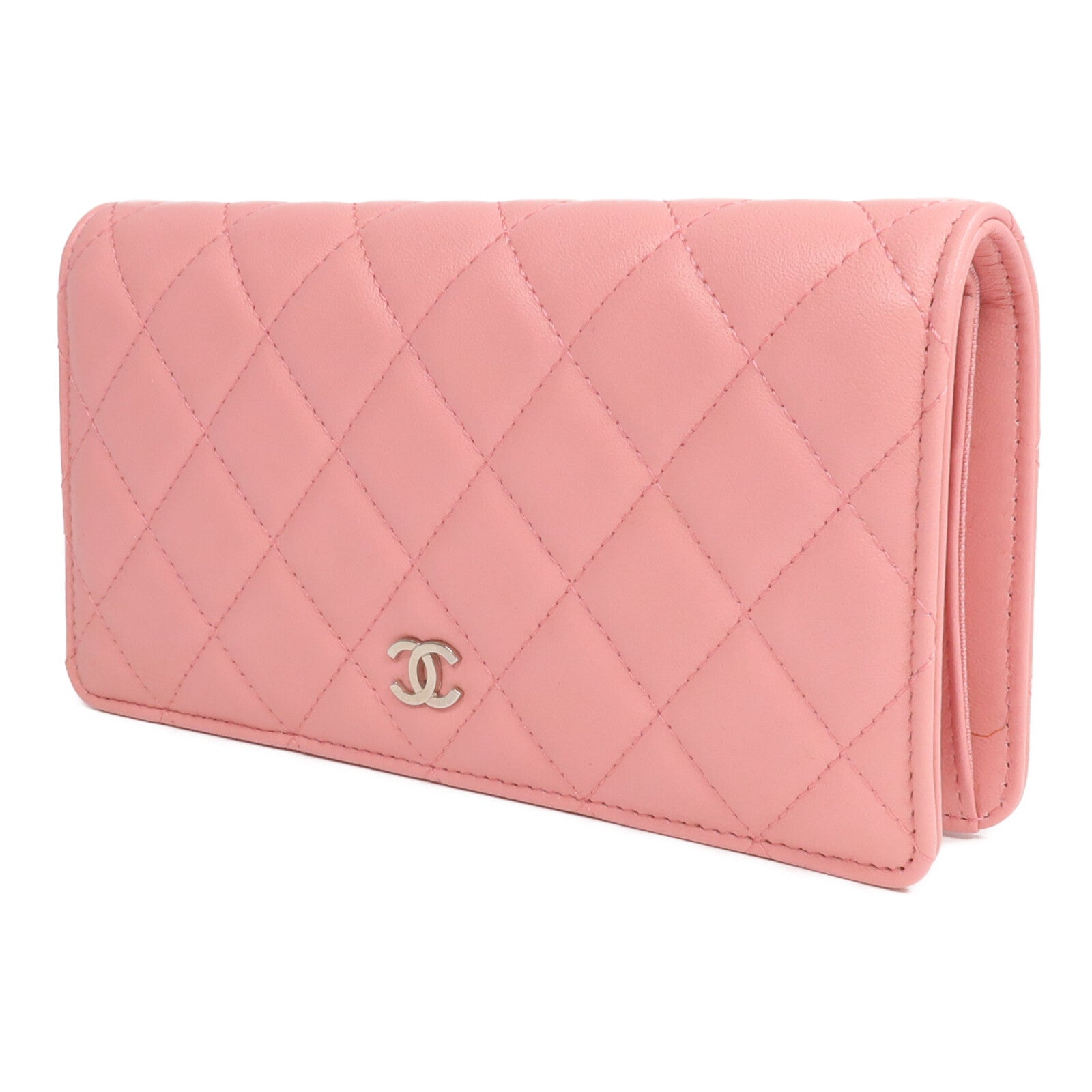 CHANEL 羊皮皮革Long Wallet銀扣長錢包