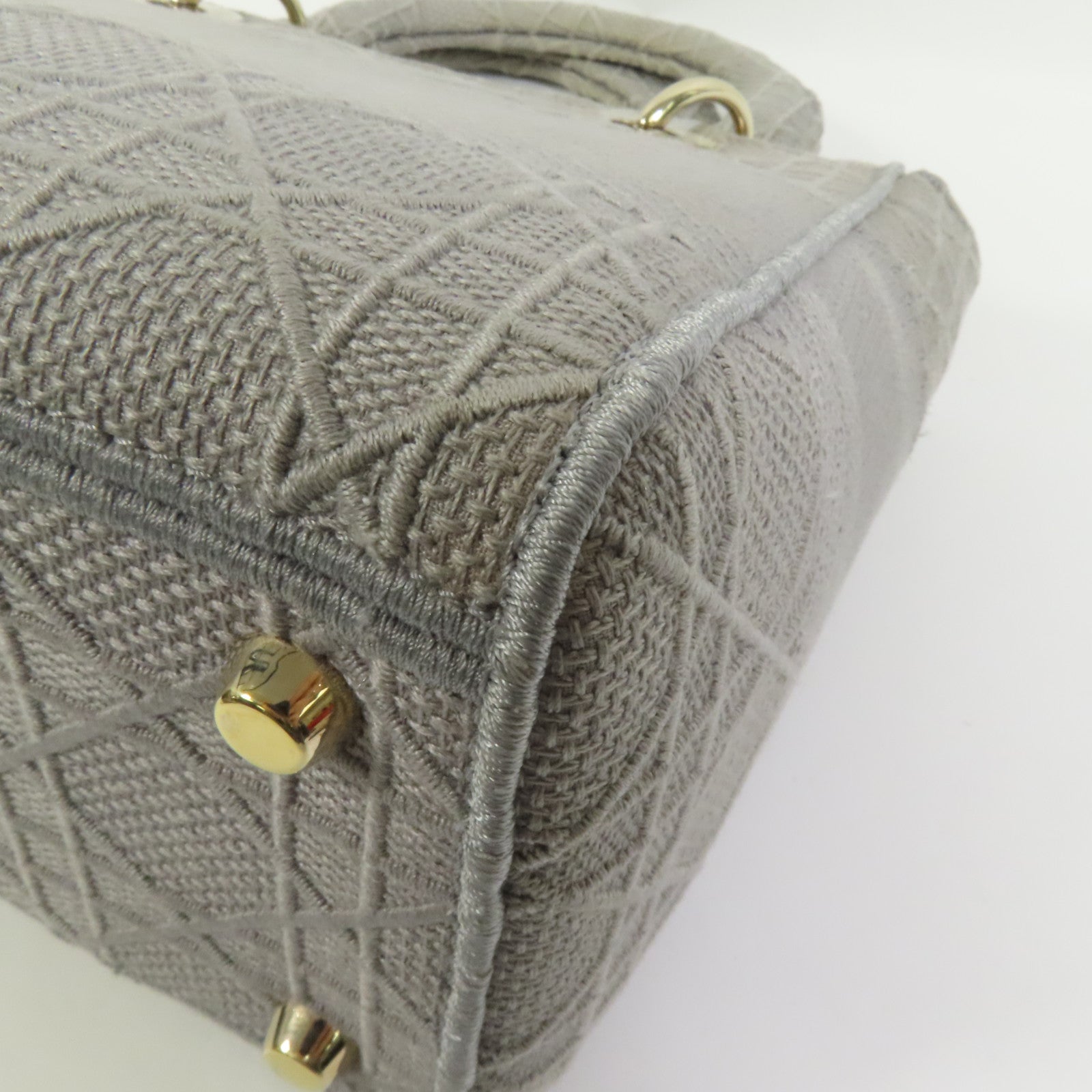 Dior 帆布Lady Dior D-Lite金扣手挽肩背兩用袋