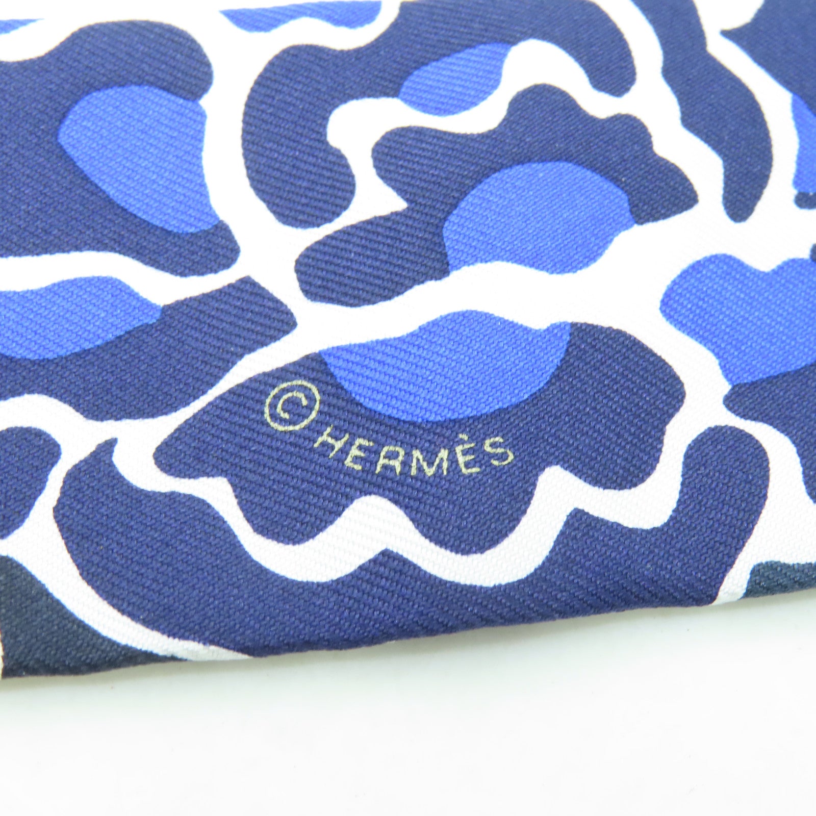 HERMES 【激減優惠】絲質Twilly絲巾藍色/灰色