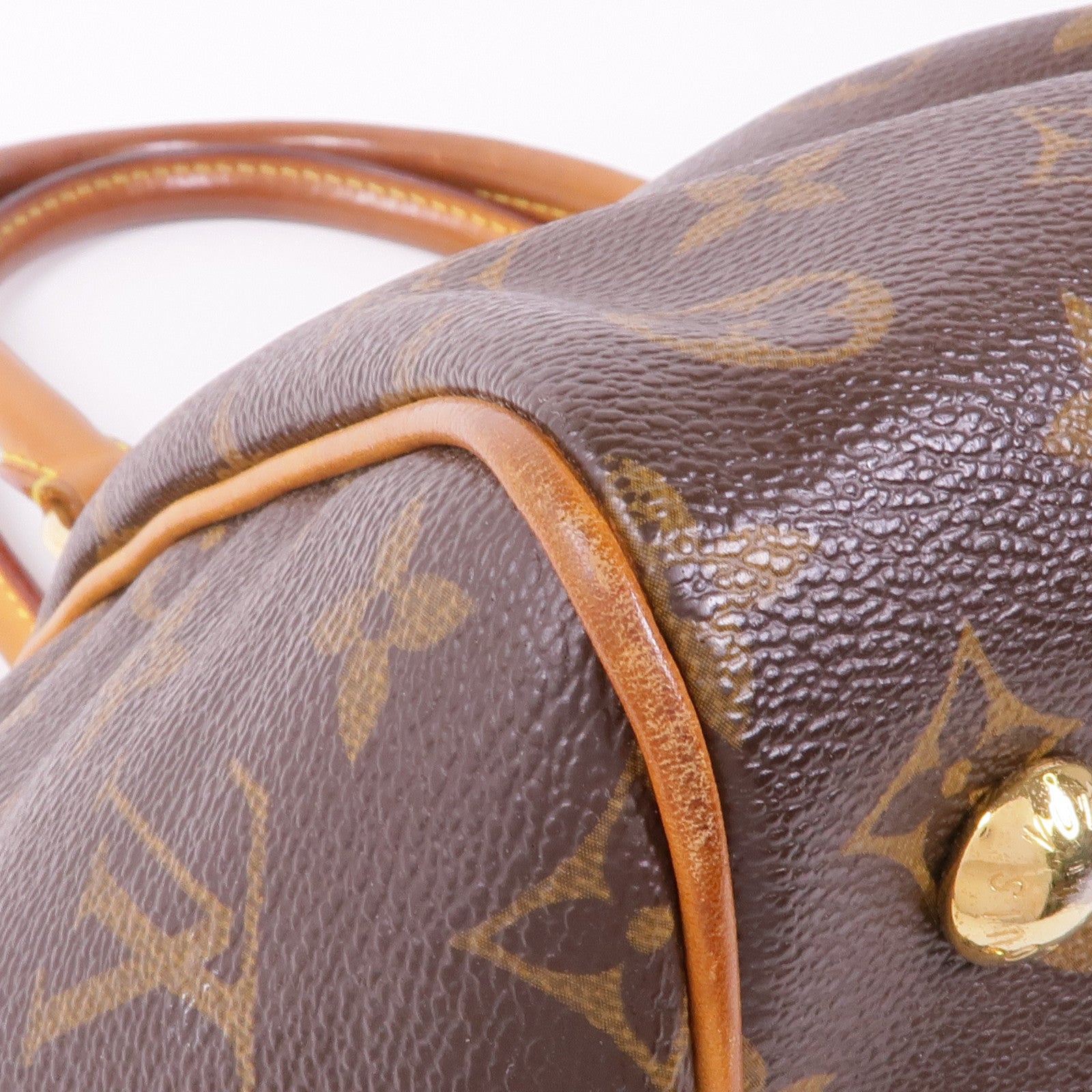 LOUIS VUITTON Monogram Tivoli PM金扣手挽袋棕色