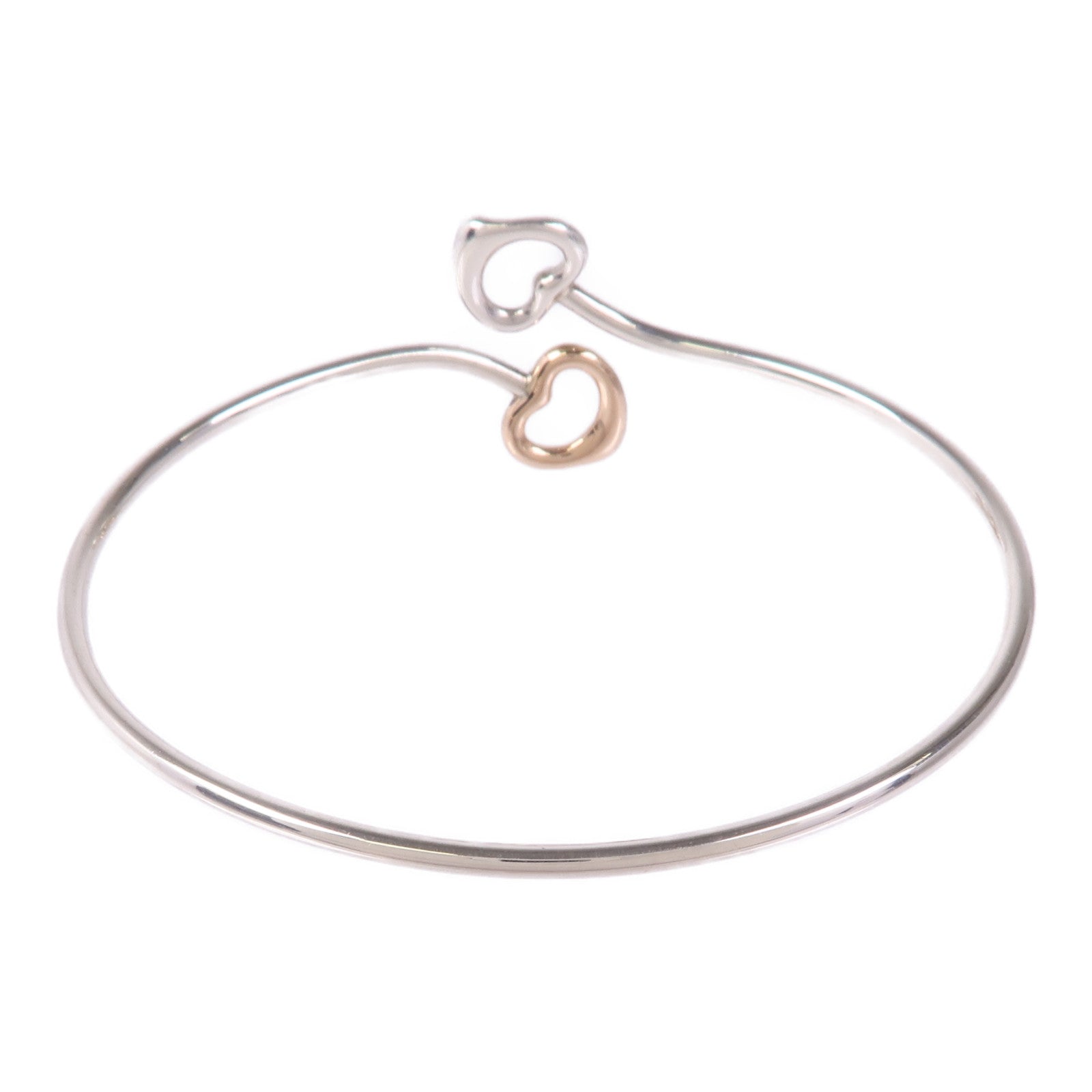 TIFFANY＆CO 925純銀/18K玫瑰金Double Open Heart Bracelet手鐲