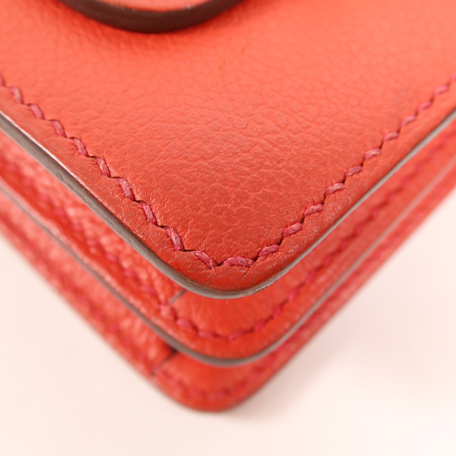 HERMES Clemence皮革Roulis Mini銀扣肩背袋Rouge Tomate