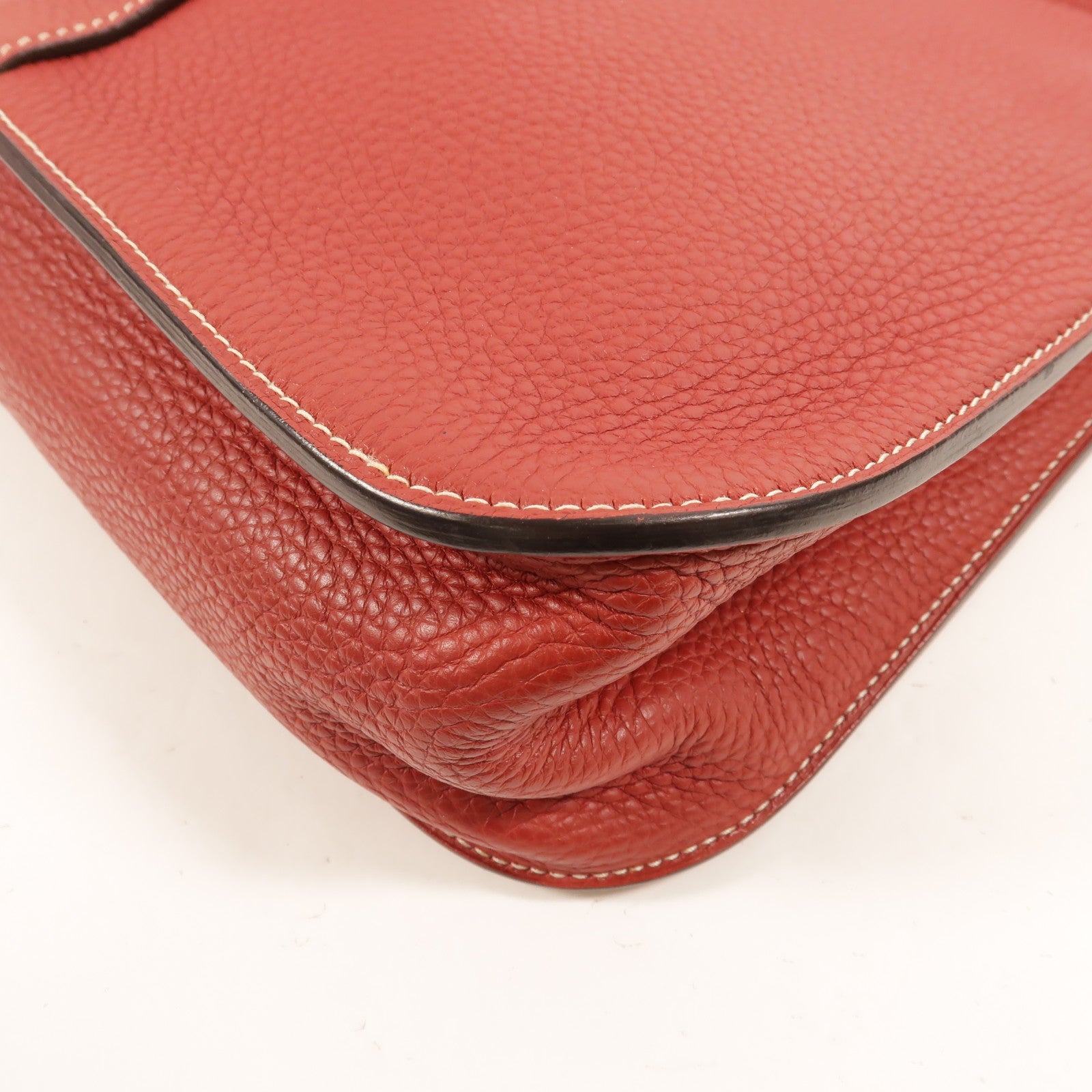 HERMES Clemence皮革Halzan 31手挽肩背兩用袋Rouge Grenat