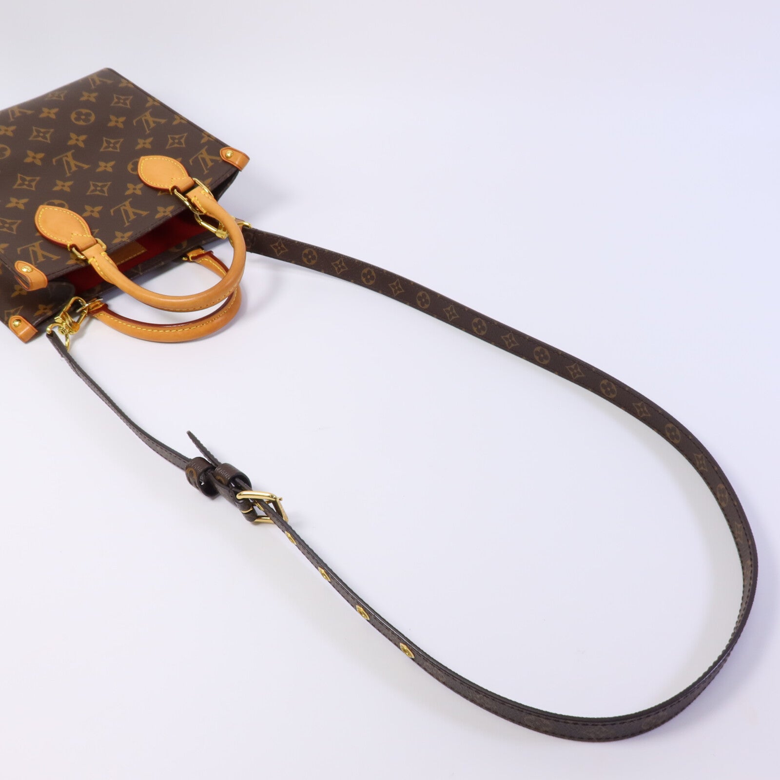 LOUIS VUITTON Monogram Sac Plat BB金扣手挽肩背兩用袋