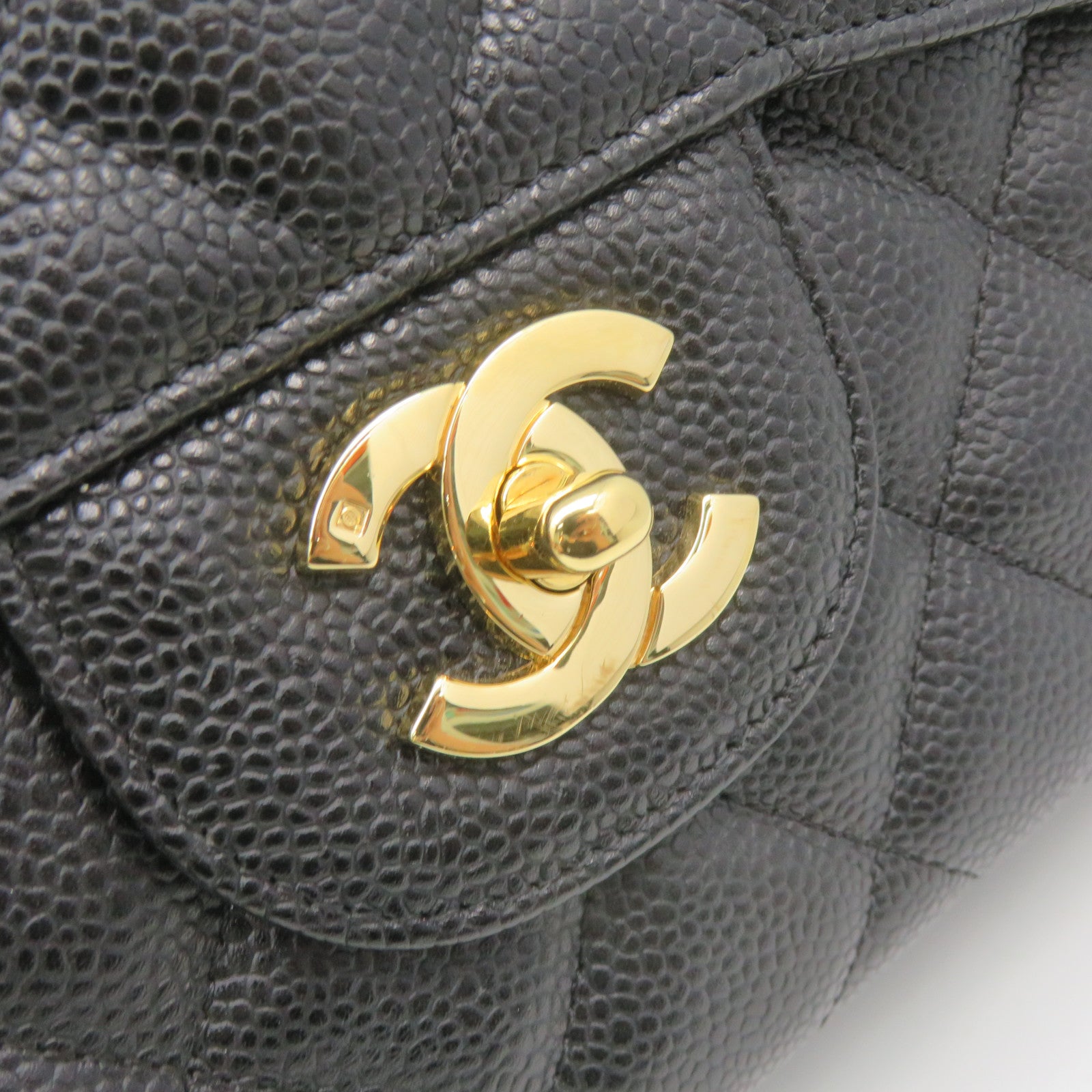 CHANEL 【激減優惠】菱格Caviar皮革Jumbo Single Flap Chain Shoulder Bag金扣鏈帶肩背袋黑色