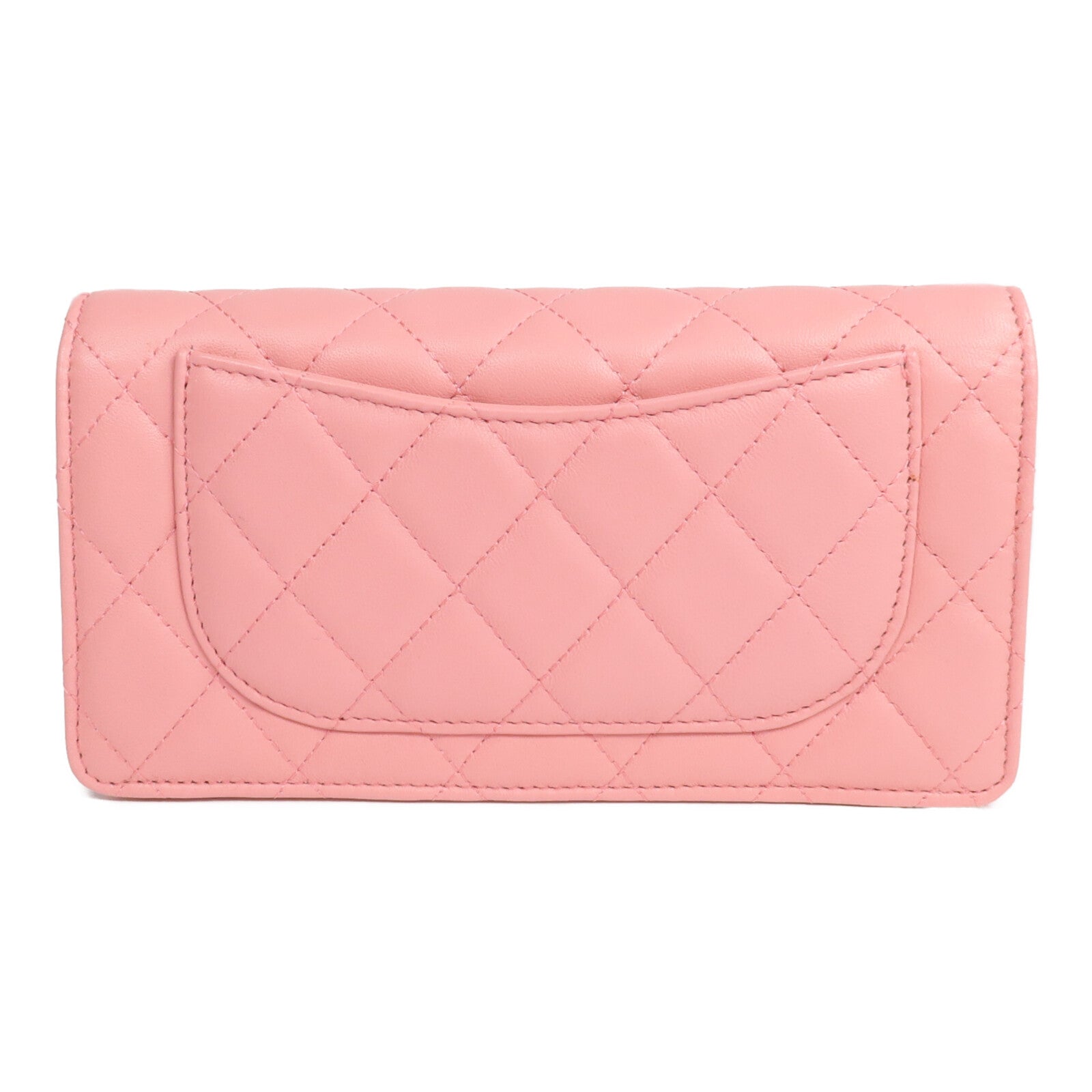CHANEL 羊皮皮革Long Wallet銀扣長錢包