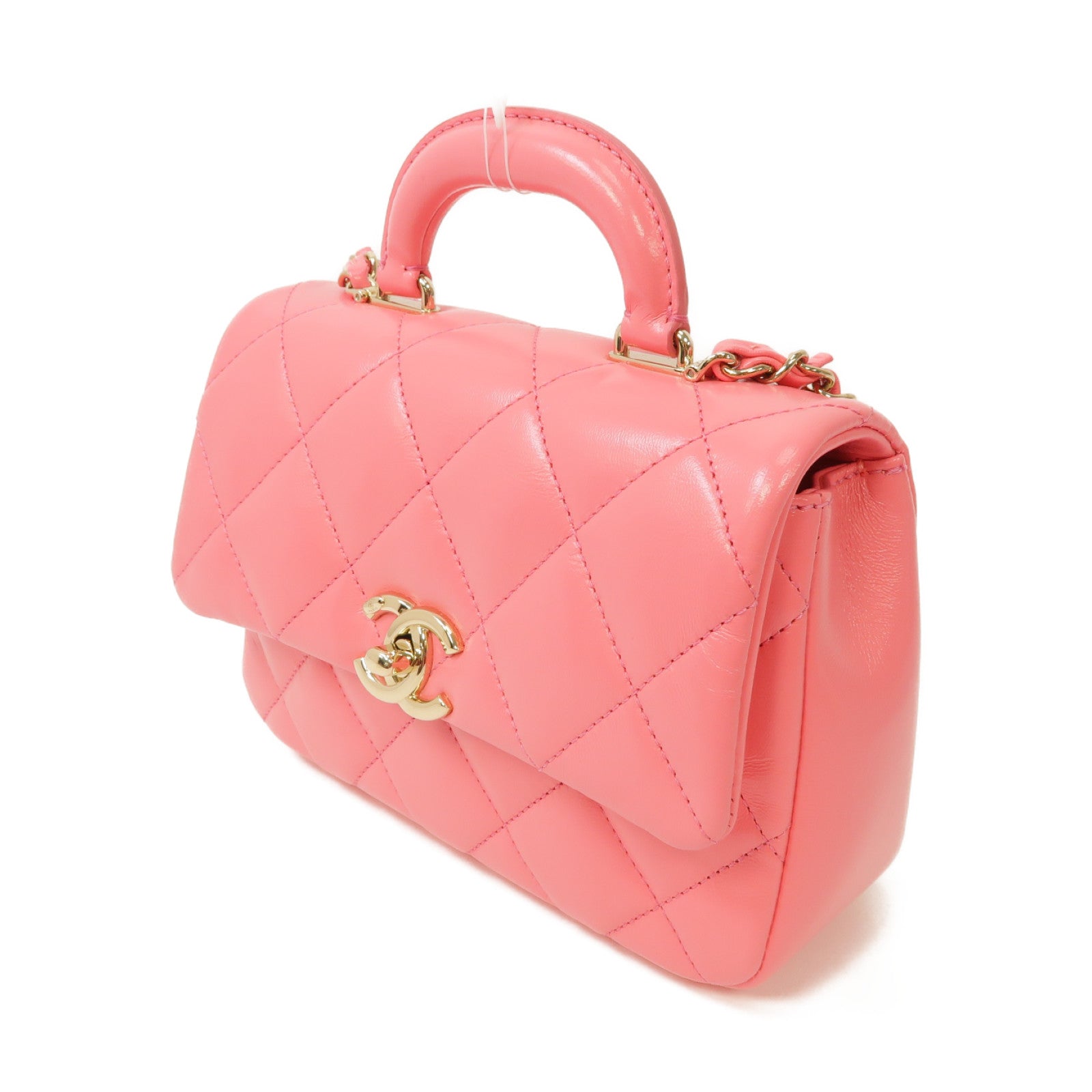 CHANEL 【激減優惠】菱格牛皮皮革Cruise 2 Way Chain Shoulder Bag金扣手挽肩背兩用袋粉紅色