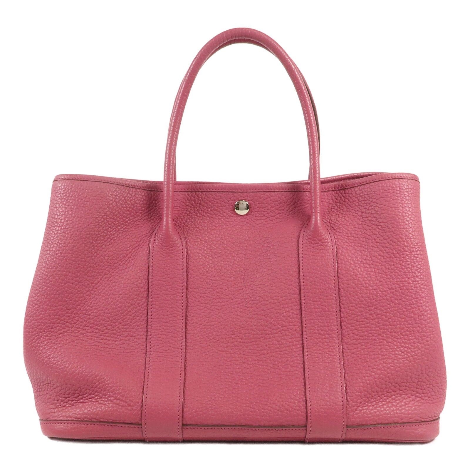 HERMES Clemence皮革Garden Party PM銀扣手挽袋Tosca