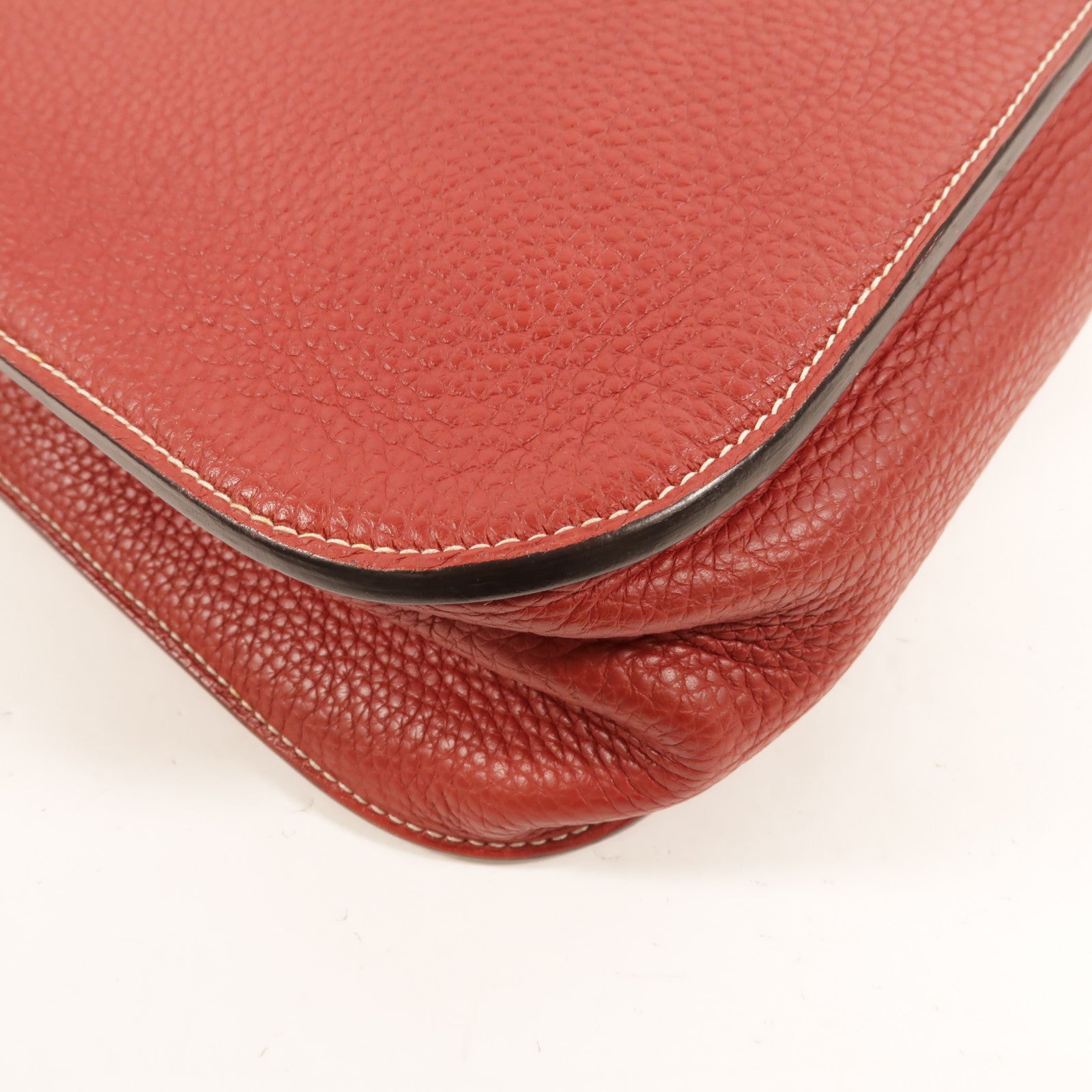 HERMES Clemence皮革Halzan 31手挽肩背兩用袋Rouge Grenat