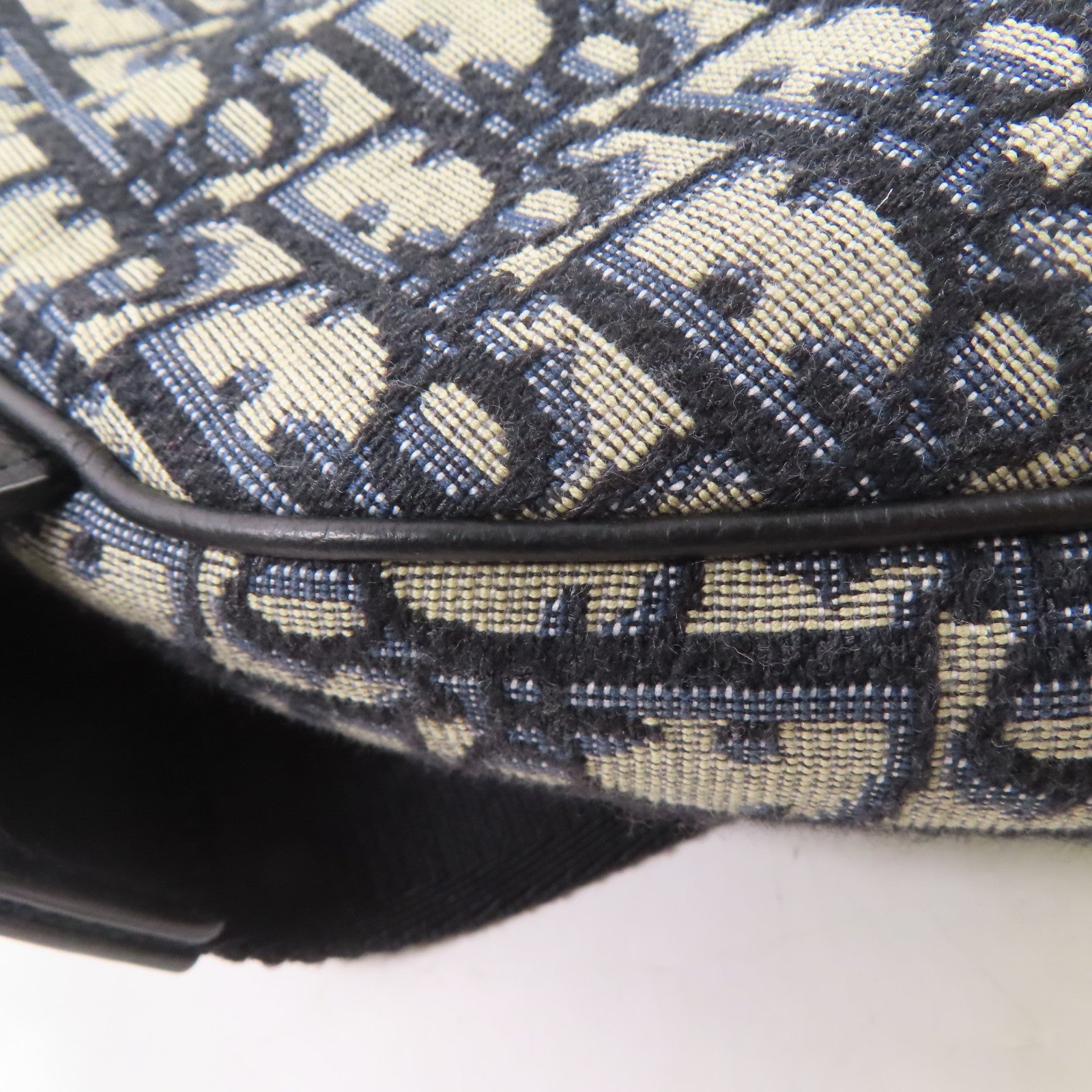 Dior 帆布Maxi Saddle Bag肩背袋黑色/米色/藍色