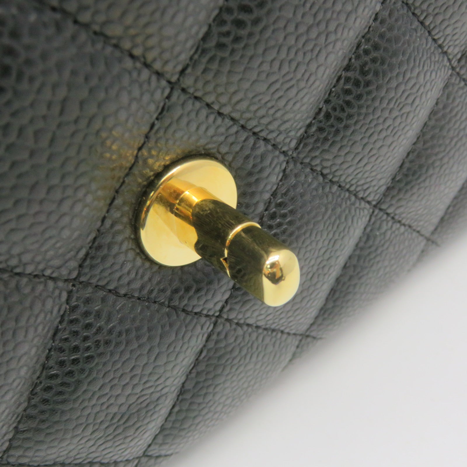 CHANEL 【激減優惠】菱格Caviar皮革Jumbo Single Flap Chain Shoulder Bag金扣鏈帶肩背袋黑色