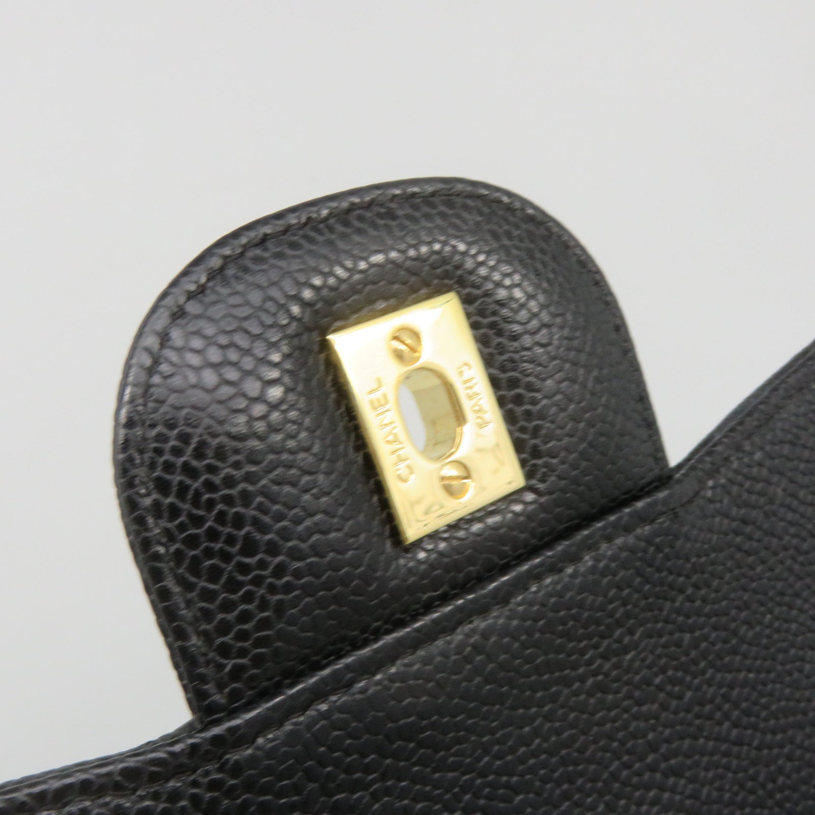 CHANEL 【激減優惠】菱格Caviar皮革Jumbo Single Flap Chain Shoulder Bag金扣鏈帶肩背袋黑色