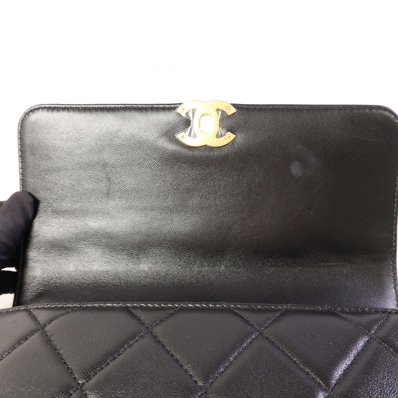 CHANEL 羊皮皮革2 Way Shoulder Bag金扣手挽肩背兩用袋