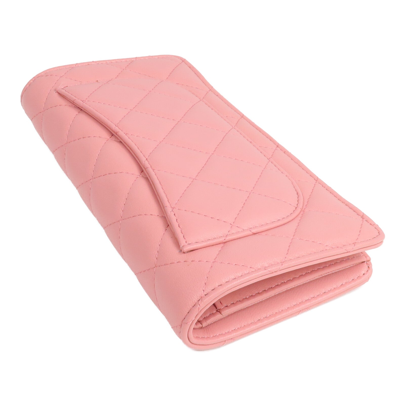 CHANEL 羊皮皮革Long Wallet銀扣長錢包