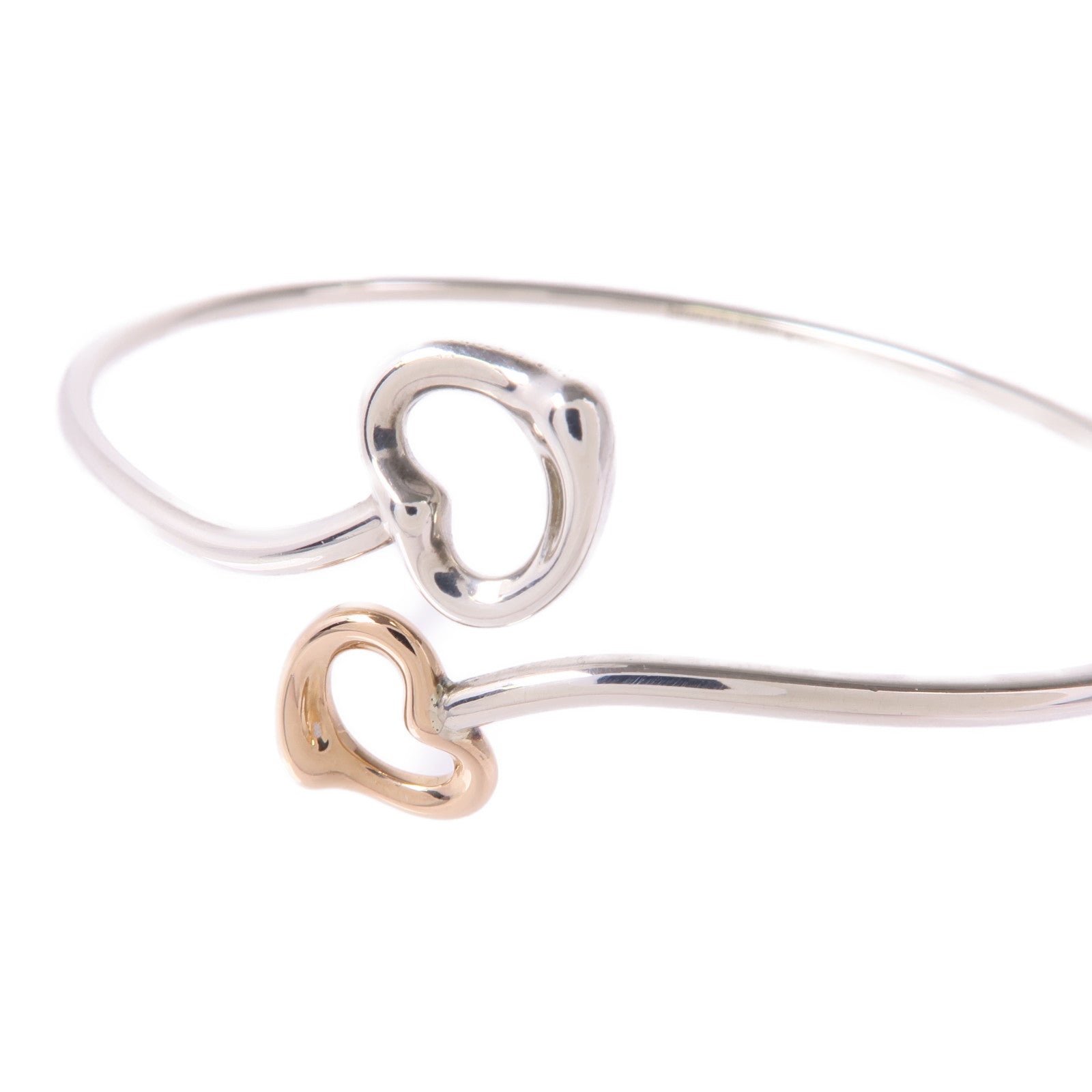 TIFFANY＆CO 925純銀/18K玫瑰金Double Open Heart Bracelet手鐲