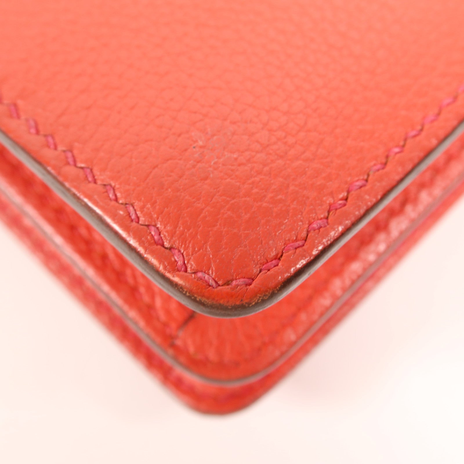 HERMES Clemence皮革Roulis Mini銀扣肩背袋Rouge Tomate