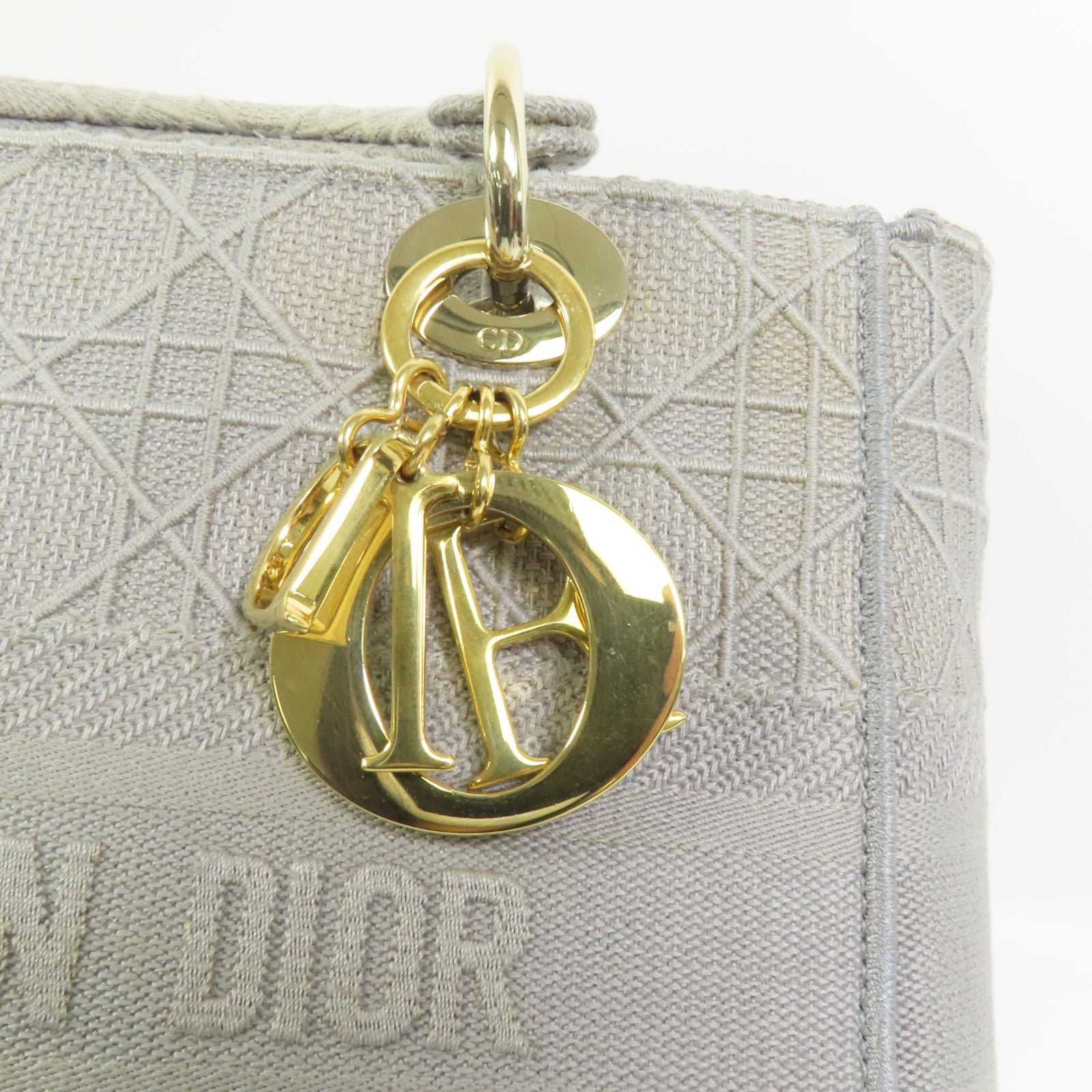 Dior 帆布Lady Dior D-Lite金扣手挽肩背兩用袋