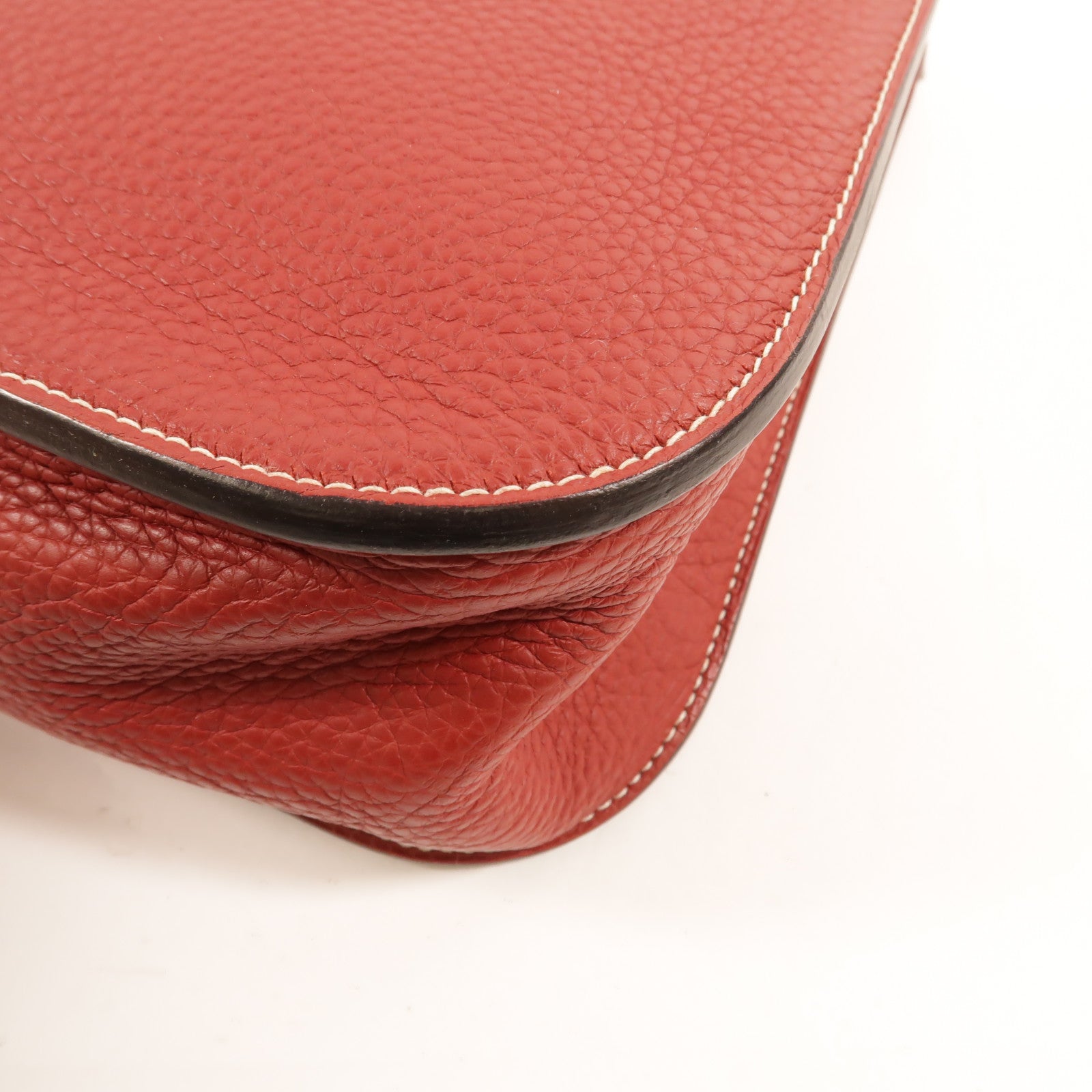 HERMES Clemence皮革Halzan 31手挽肩背兩用袋Rouge Grenat