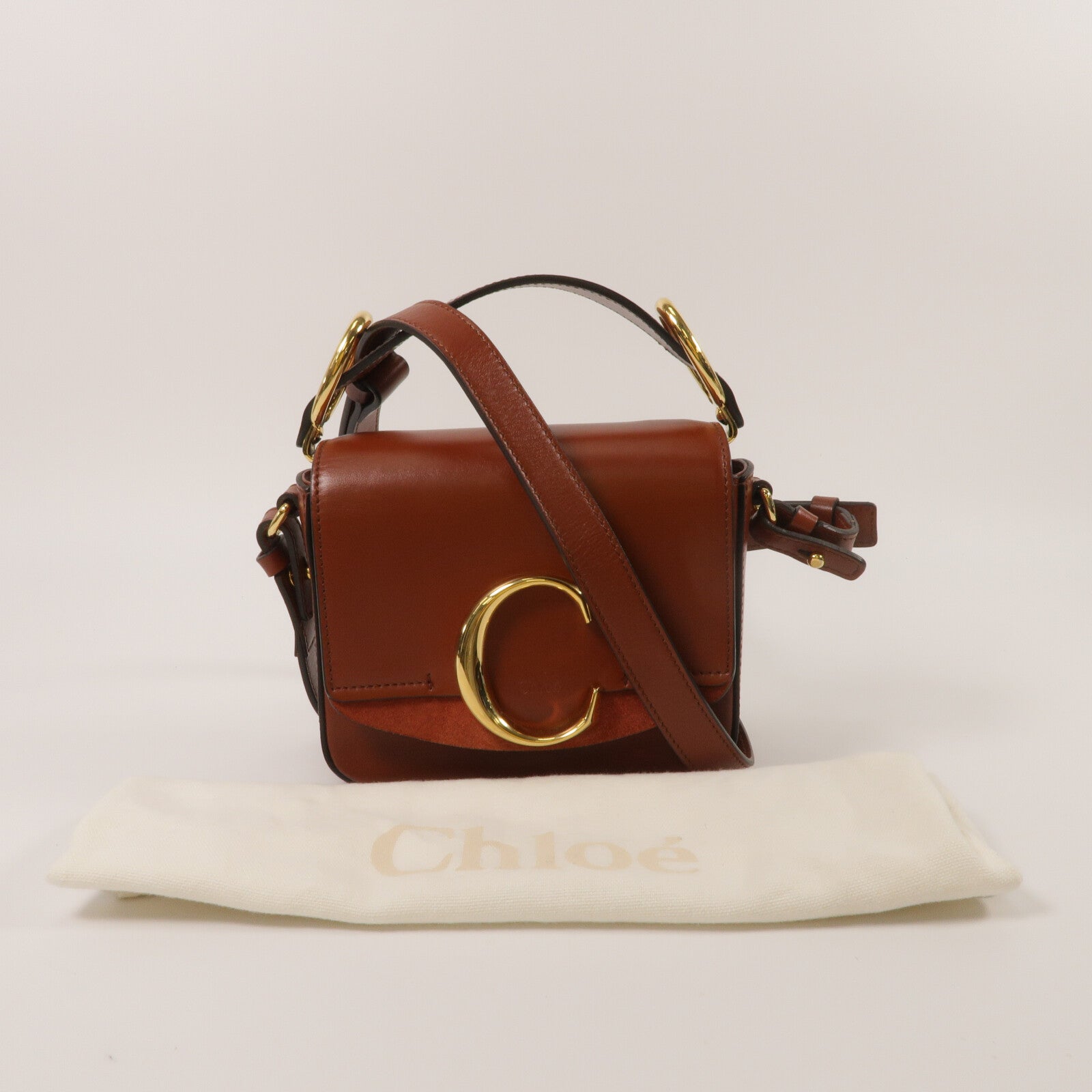 Chloe 牛皮皮革Mini C手挽肩背兩用袋